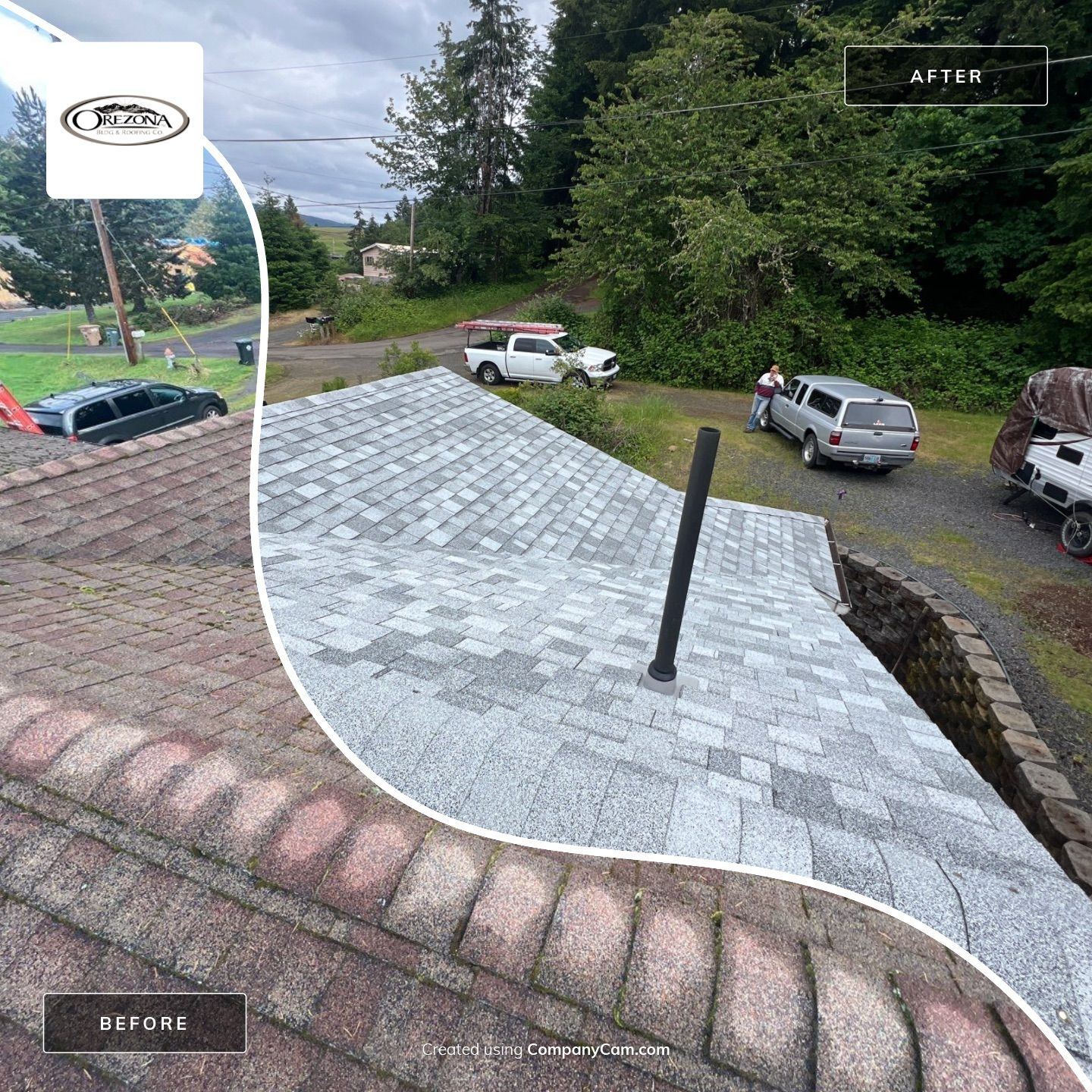 Residential Roofing Installation using IKO Dynasty (Color: Frostone Grey) by Orezona Building & Roofing Company, Inc.