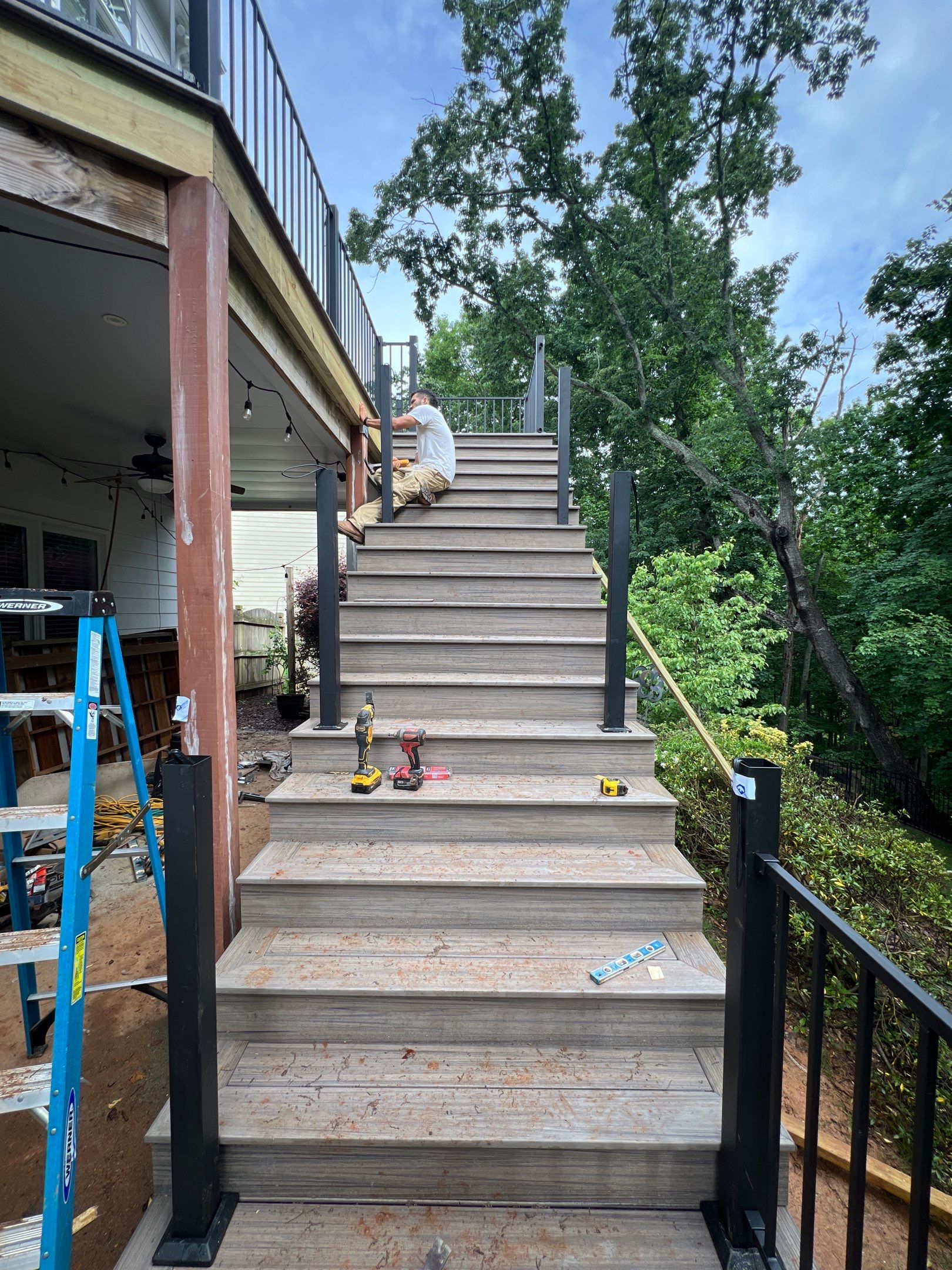 Elevated Composite Deck and Concrete Landing Installation in Kennesaw by Swift Home Renovations