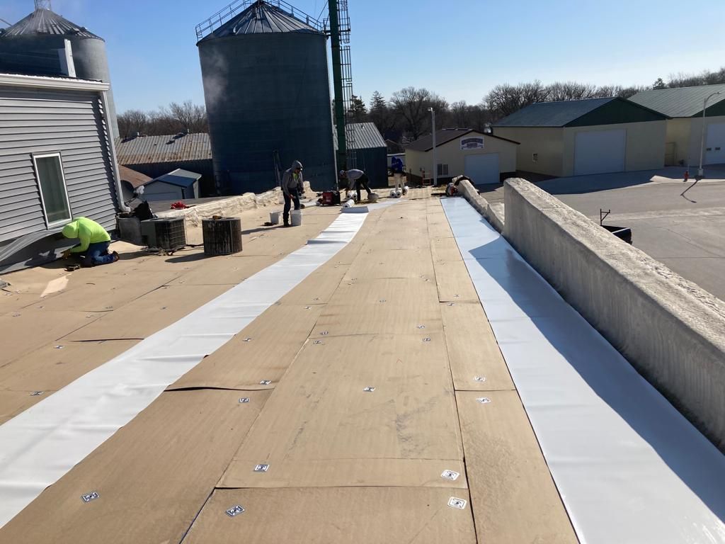 Small Downtown Building in Lake View Iowa  by Grell Roofing, LLC