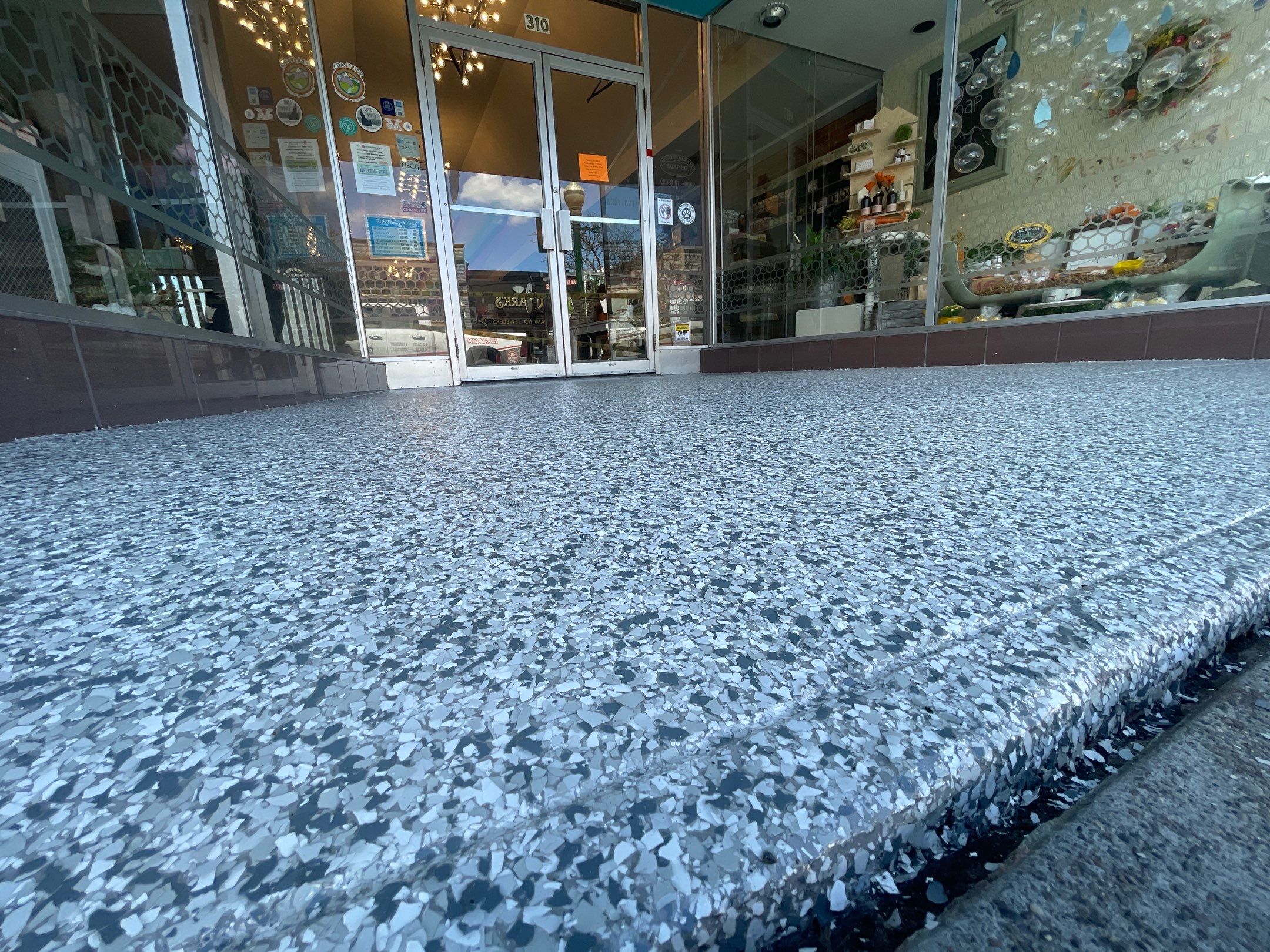 Commercial Floor Transformation using Slate Stone by Croc Coatings, LLC