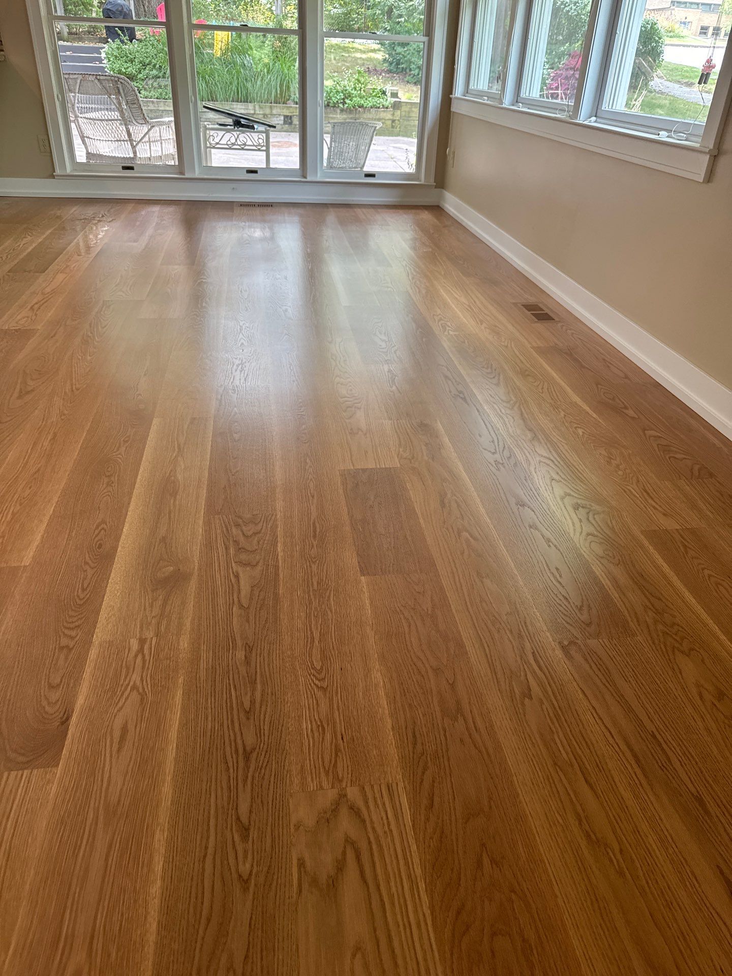 Hardwood flooring installation using White Oak 7" Select by Ann Arbor Hardwoods
