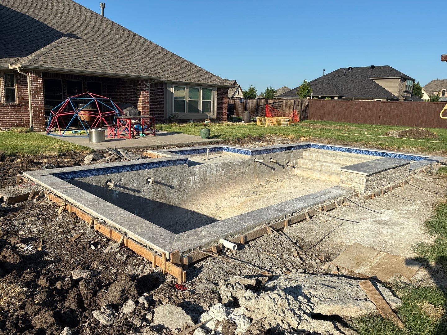 Custom In-Ground Rectangular Pool Installation in Wylie by Hobert Pools