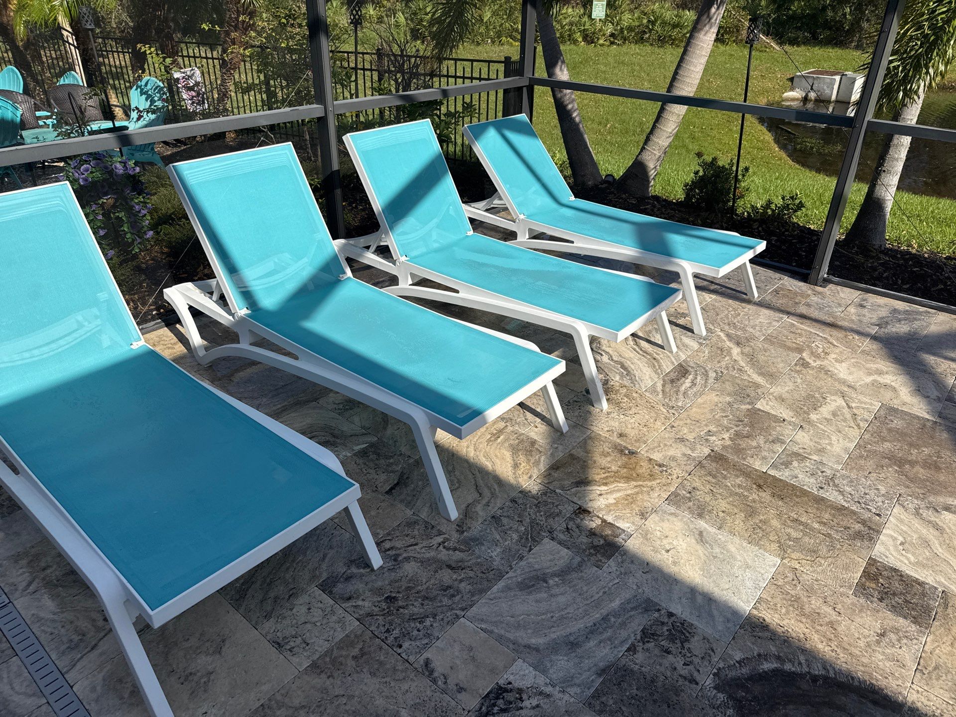 Travertine Pool Deck and Screen Enclosure Cleaning in Ellenton, FL | Oakleaf Hammock Community by Sunshine AquaWash