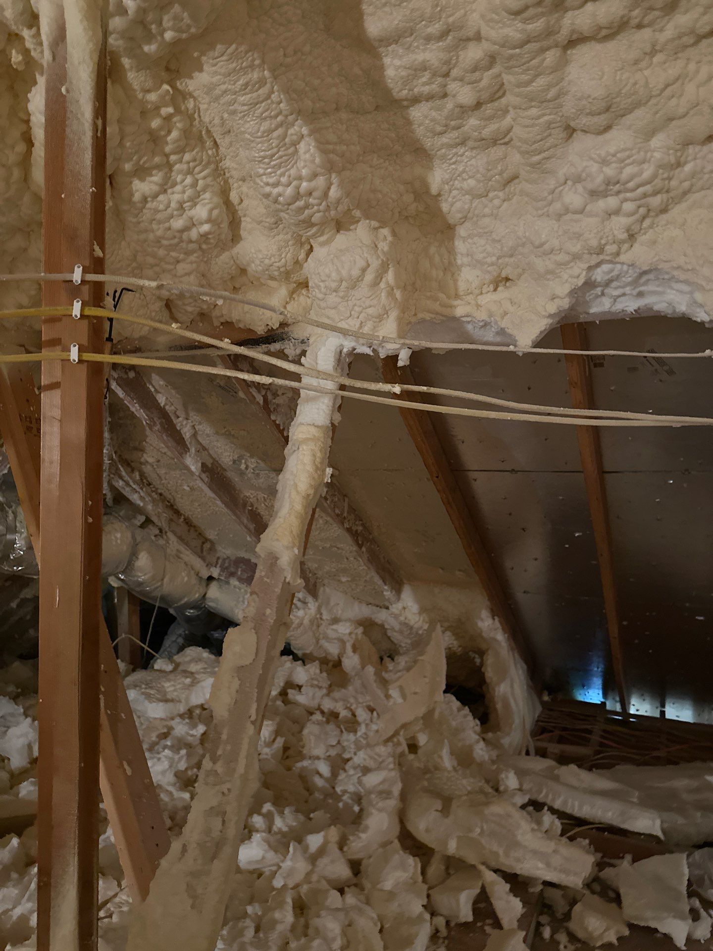 Spray foam insulation removal & re spray by Apex Insulation Solutions