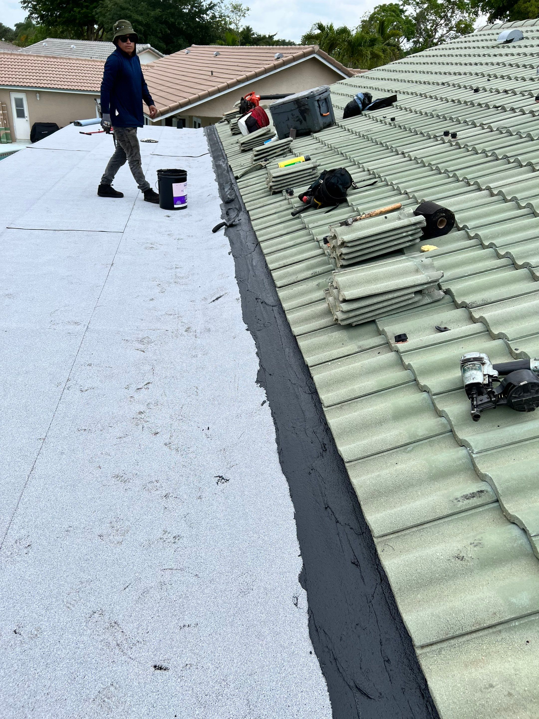Residential Re-Roof using Polyglass Self-Adhered Flat Deck by First Due Roofing