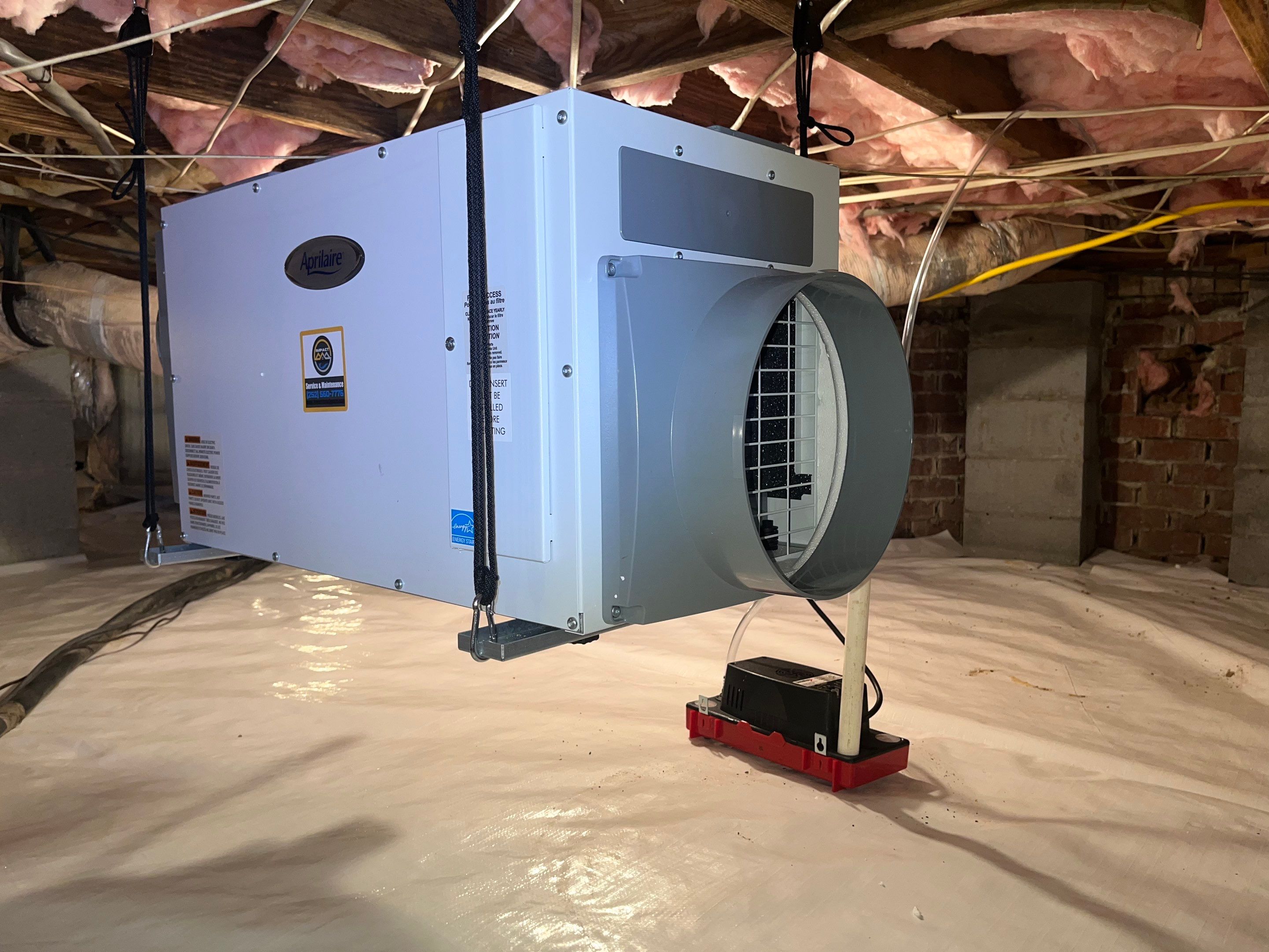 Dehumidifier and Moisture Barrier install with Structural repairs. by Impact Crawlspace
