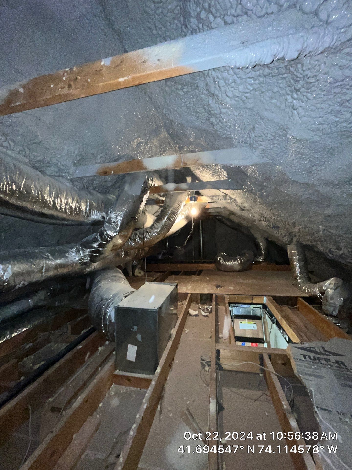 Attic Insulation using open cell spray foam by NYS Foam & Energy