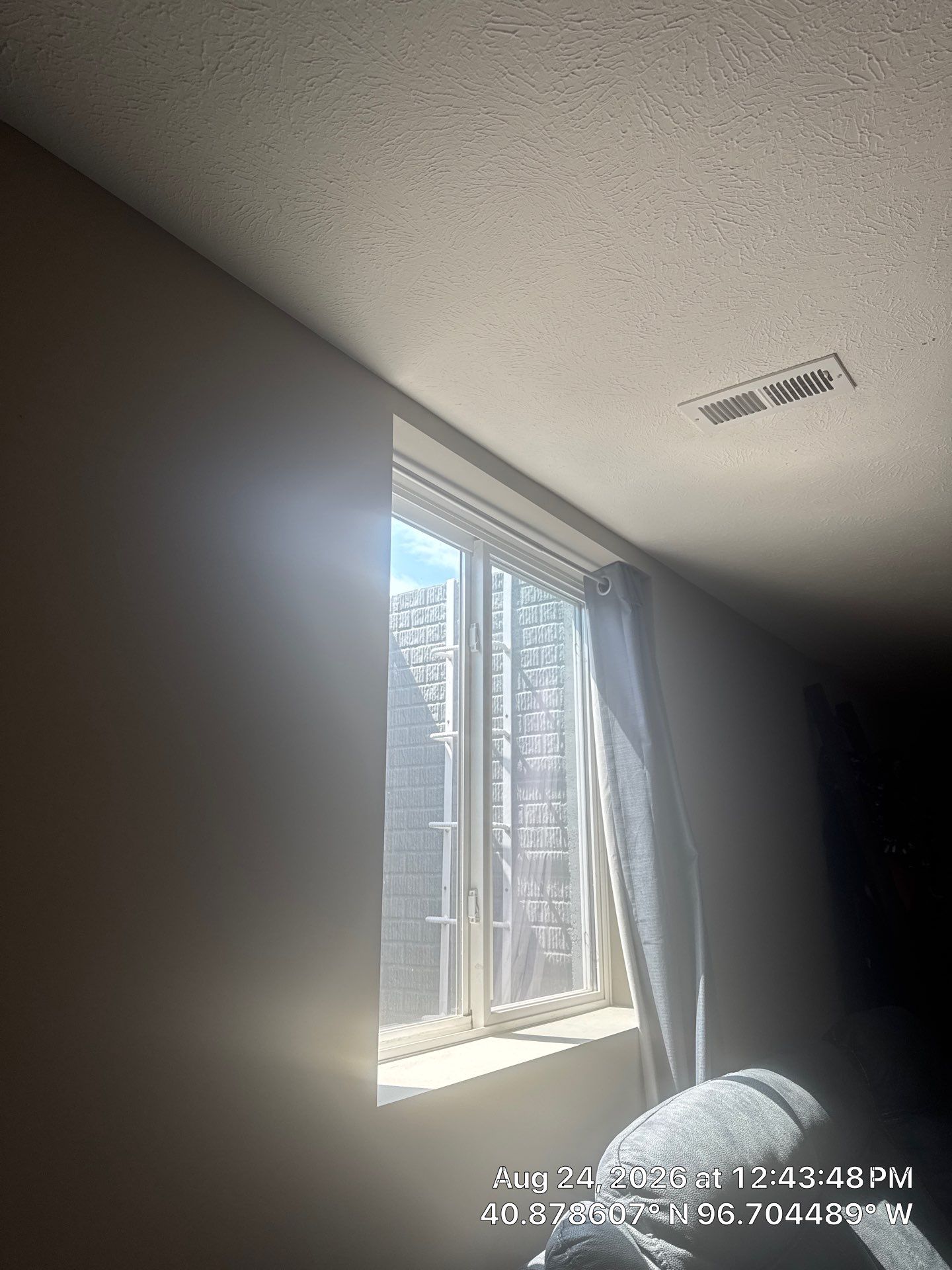 Lincoln Basement Window Drywall Repair and Ceiling Texturing by CompanyCam Sales Demo