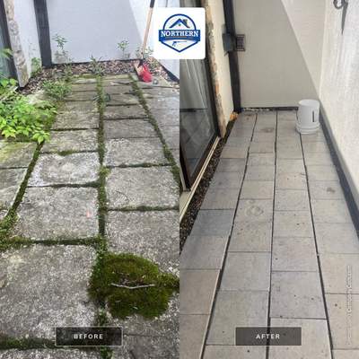 natural stone using Algaecide, soft wash soap