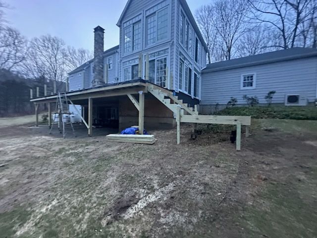 New Front and Back Trex Deck In Lineage color Rainier by DiGiorgi Roofing and Siding Inc