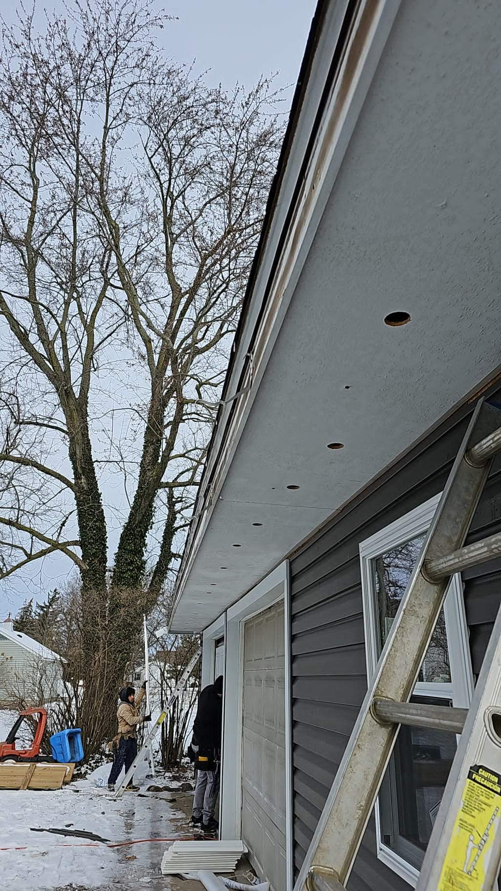 Residential fascia replacement using Exterior Portfolio 4.5 DL - Peppercorn by Nitro Roofing and Construction