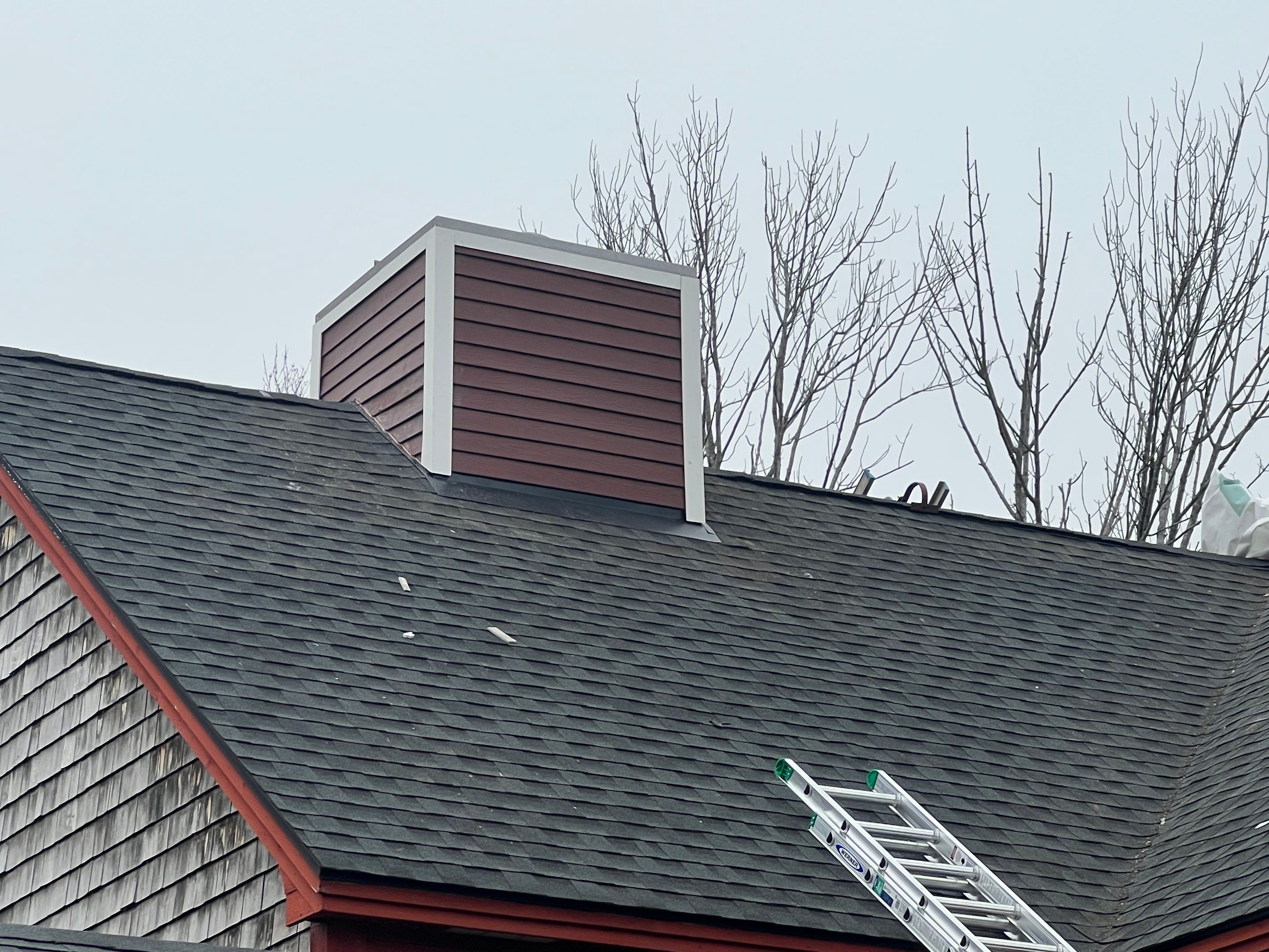Framed Chimney Rebuild in York Maine by Tall pine roofing