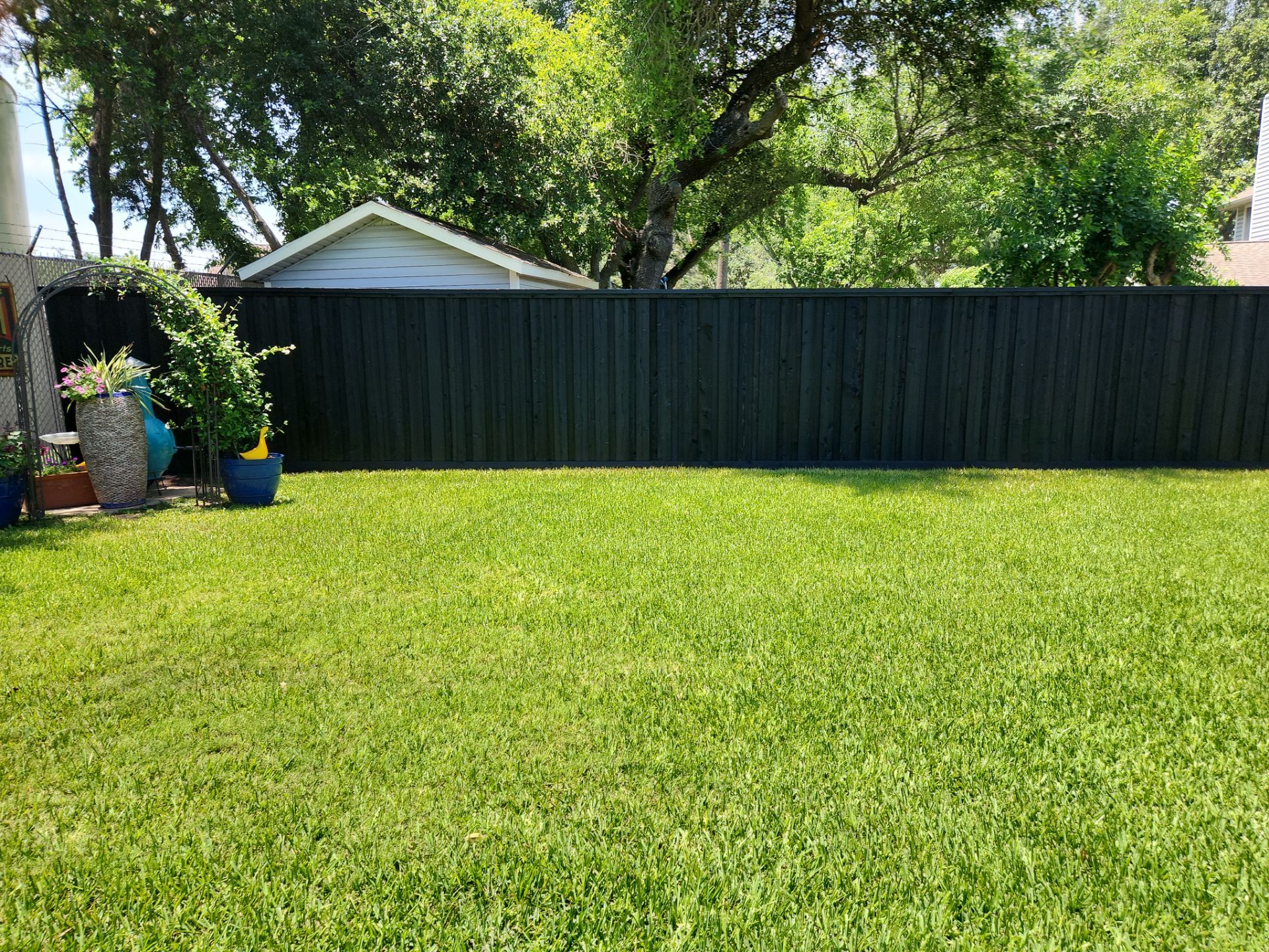 Modern Black Fence Finish by Tim's Fences