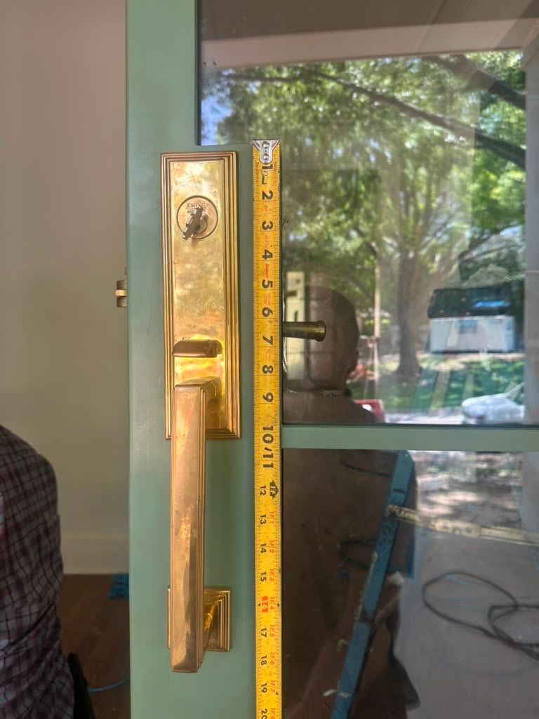 Steel Double Door Installation in Fort Worth in Sage Green by Solara Custom Living