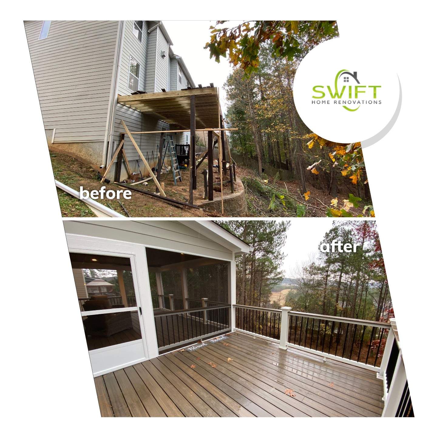Elevated Screened Porch and Composite Deck Installation in Dallas by Swift Home Renovations