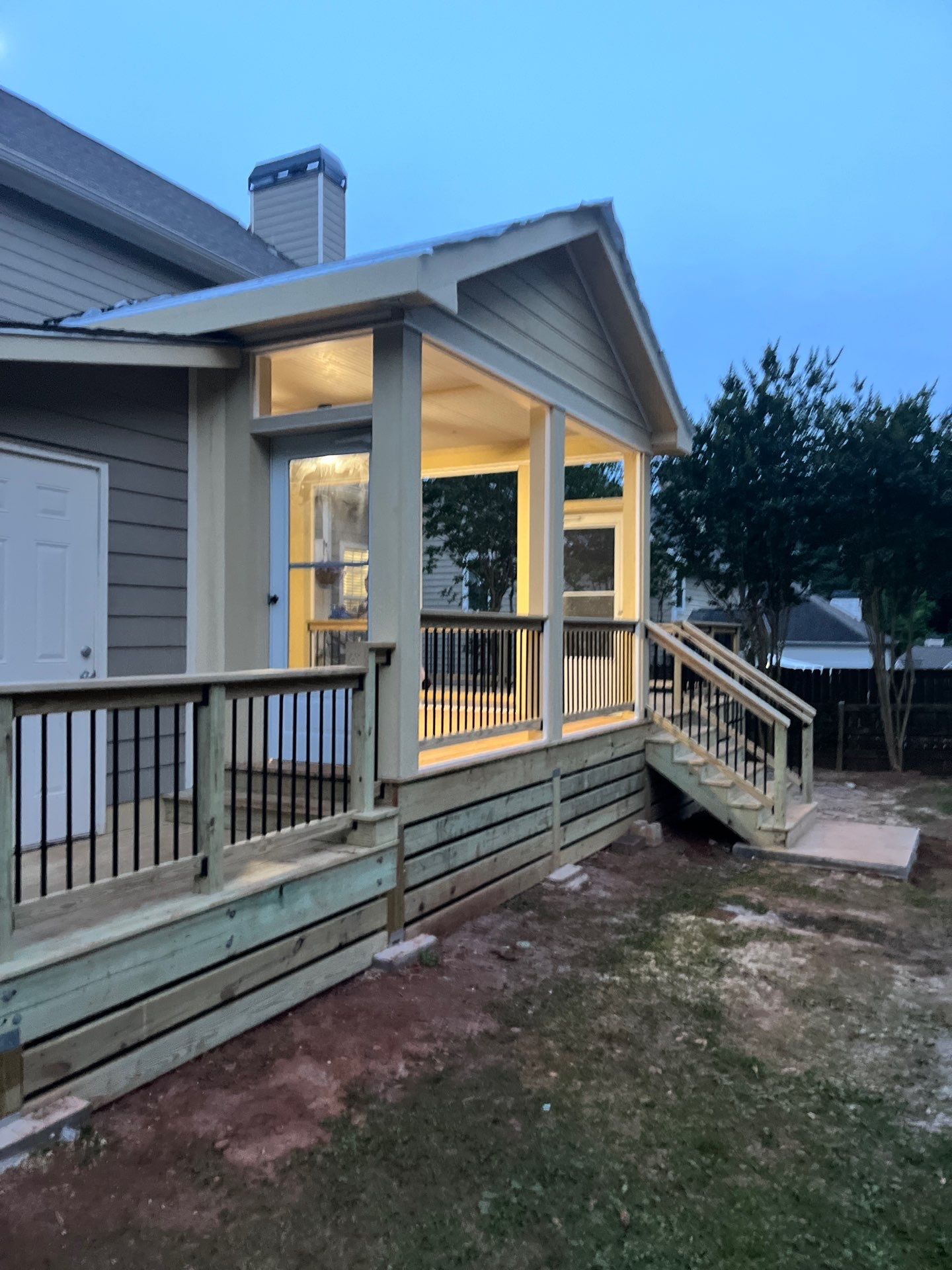 Wood Deck Build and Screen Porch Install in Kennesaw, GA by Nelson Exteriors 