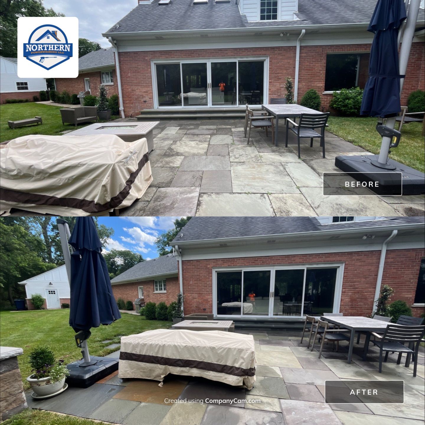 bluestone cleaning using Algaecide, soft wash soap by Northern Power Washing LLC.