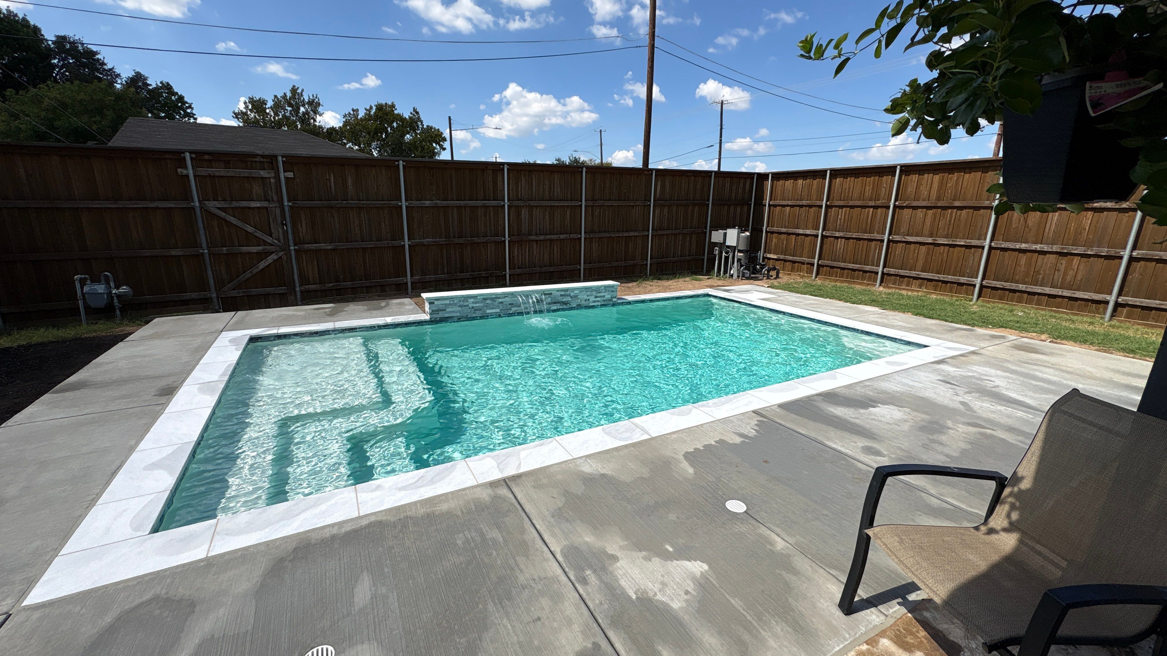 Compact Geometric Pool with Crisp White Interior by Pinnacle Pools and Spas - DFW