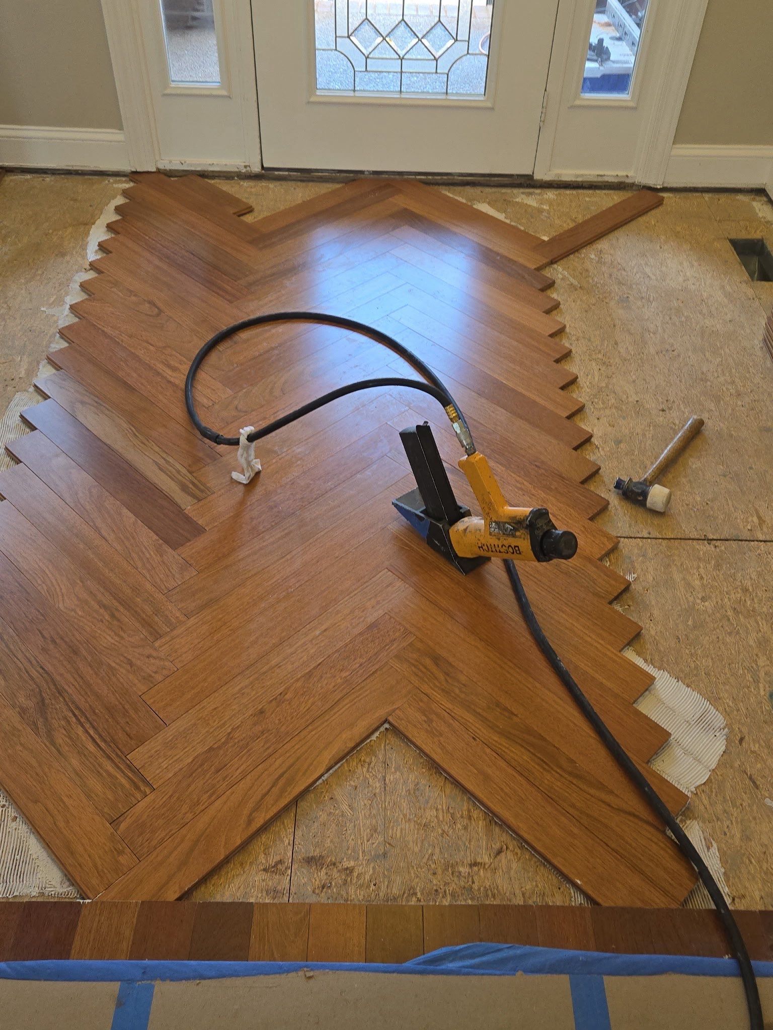 Work-in-progress wood floors for remodel by Footprints Floors of Nashville
