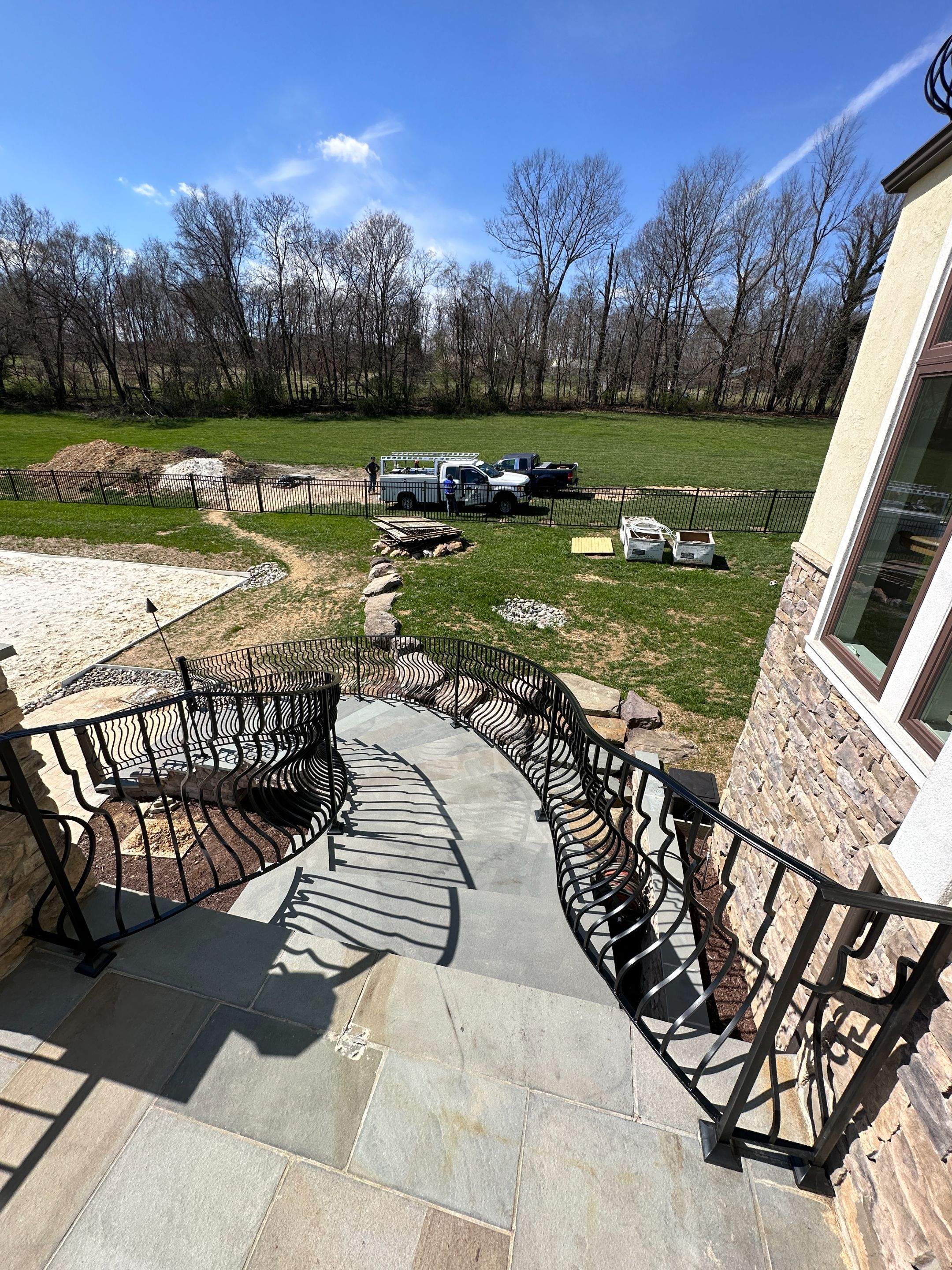 Ornamental Exterior Stair Railings – Custom Slate Surface Mount – Ijamsville, MD by Capitol Iron Works