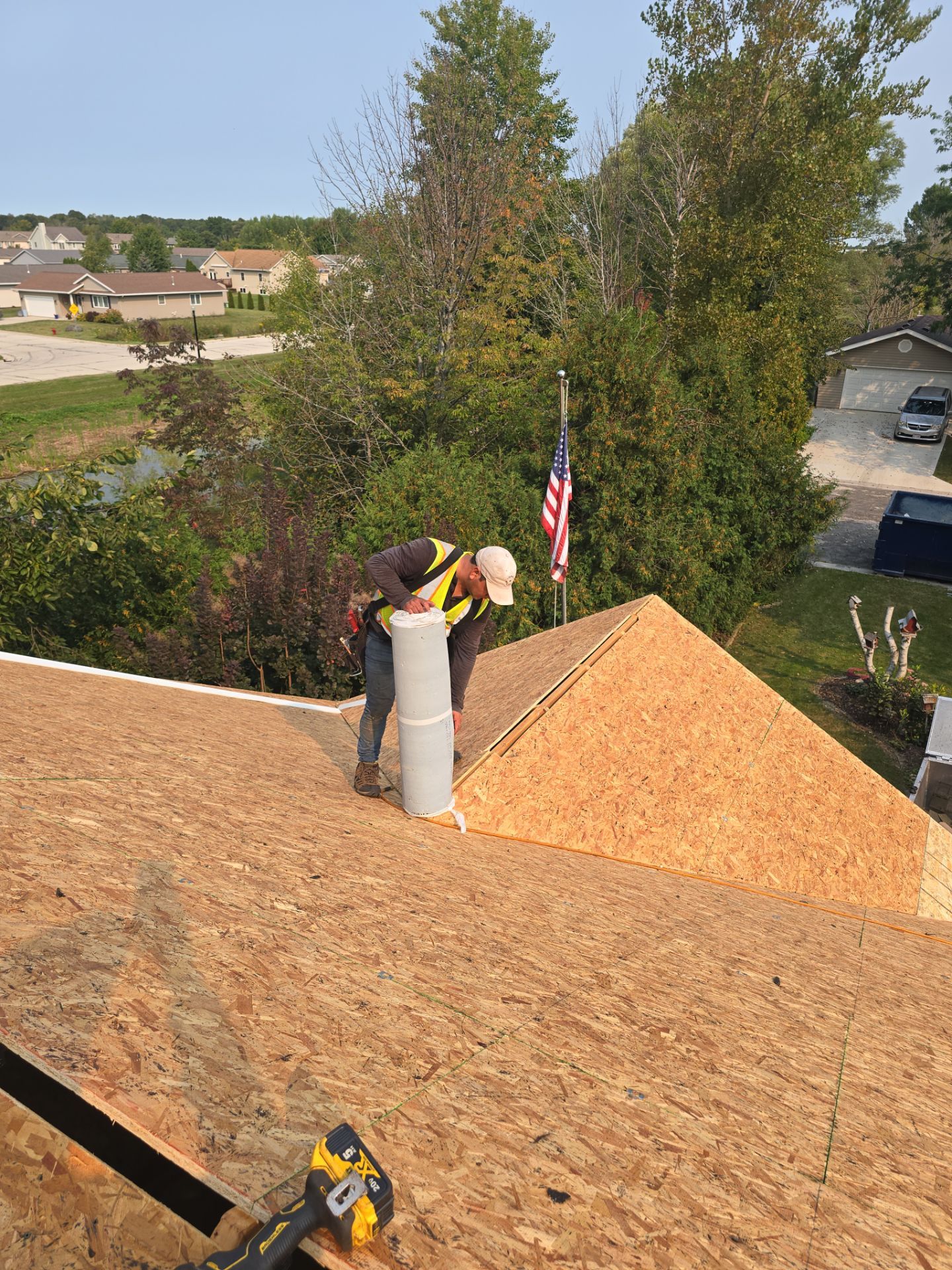 Residential Roof Installation in Sheboygan Falls, WI: GAF Timberline Natural Shadow Shingles & Rain Drop Gutter Protection by Gellings Roofing & Siding