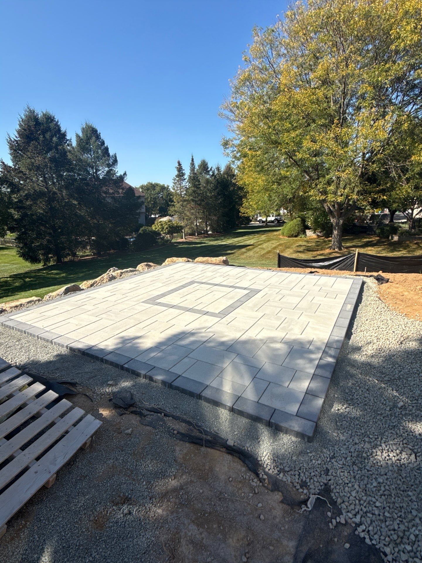 Backyard Retreat: Techo-Bloc Patio + Firepit Lounge by Saylor’s Lawn & Landscape