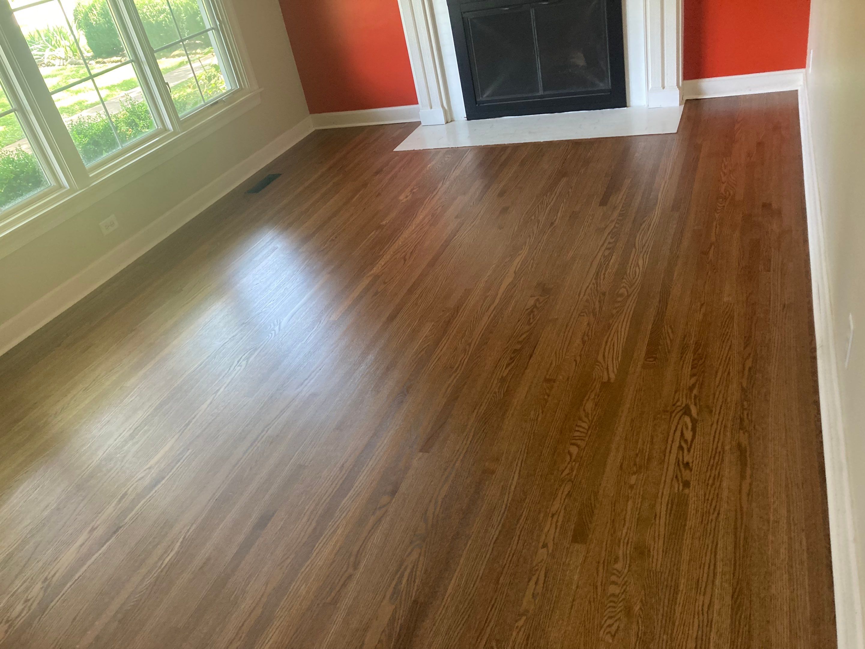 Red and White oak refinish with Duraseal Special Walnut Stain by Footprints Floors of Nashville