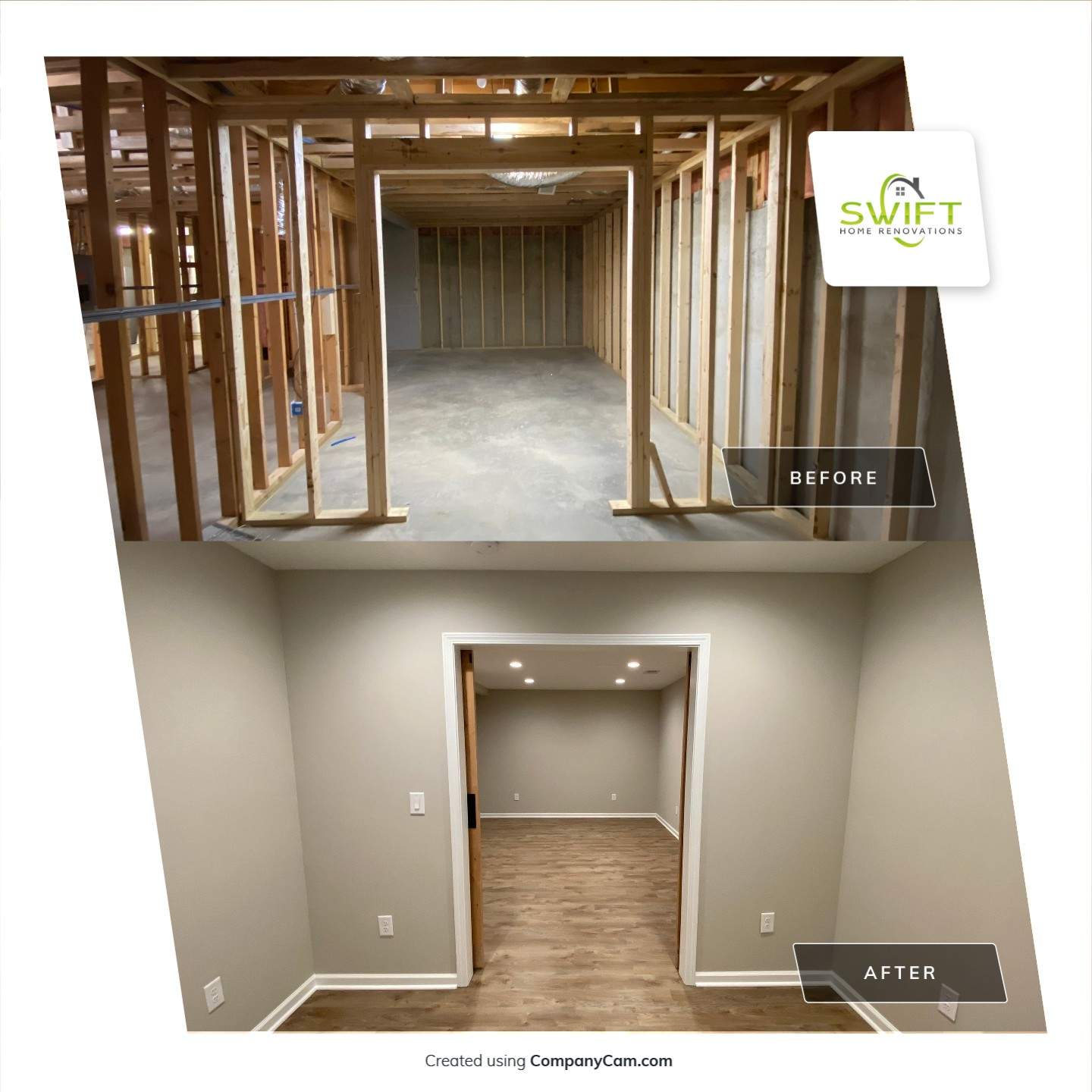Acworth Basement Transformation With Wet Bar and Stone Fireplace by Swift Home Renovations