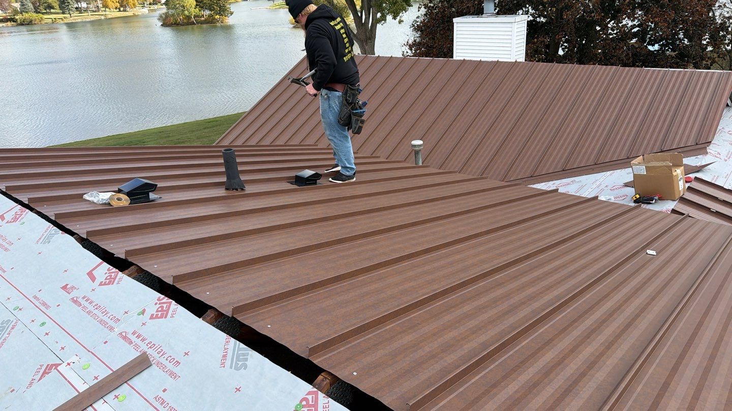 Roof Replacement using MS Standing Seam Roof Western Rust by 180 Contractors