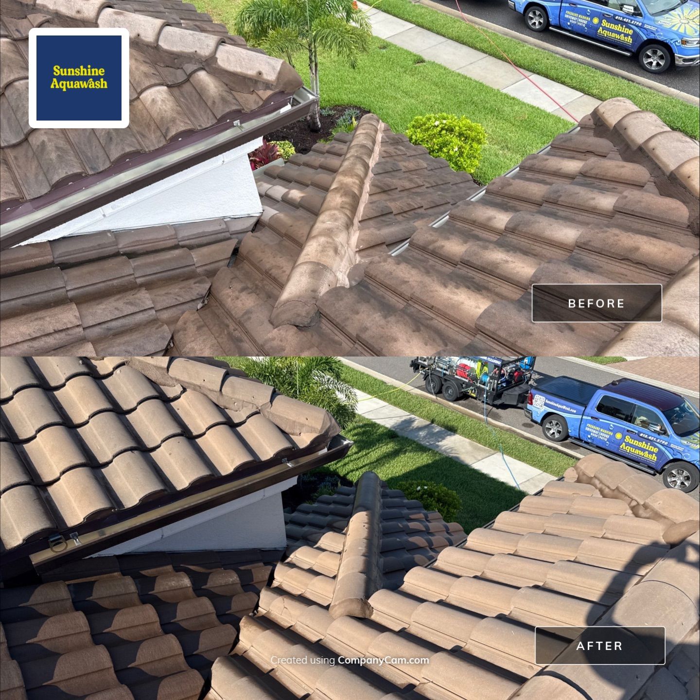 Concrete Tile Roof, Paver Driveway & Lanai Cleaning – Artisan Lakes Esplanade, Palmetto, FL by Sunshine AquaWash