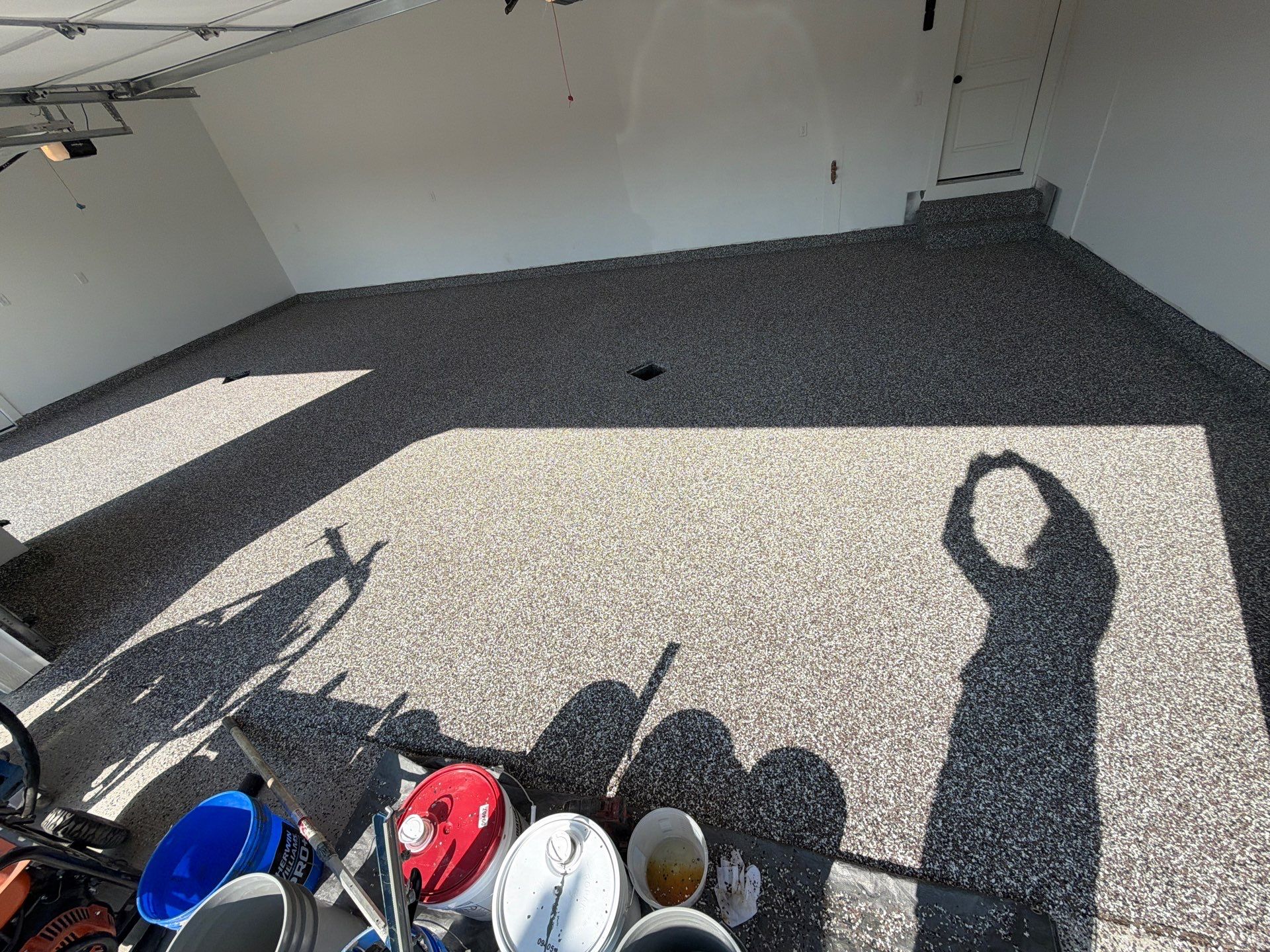 Custom Grey Epoxy Flake Garage Floor Coating in Holland by Gordon Painting