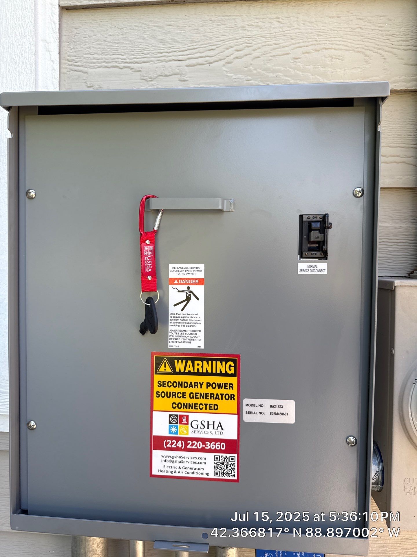 Cummins 20 kW Generator & 200 A Whole‑House Transfer Switch Installation – Caledonia, IL by GSHA Services LTD