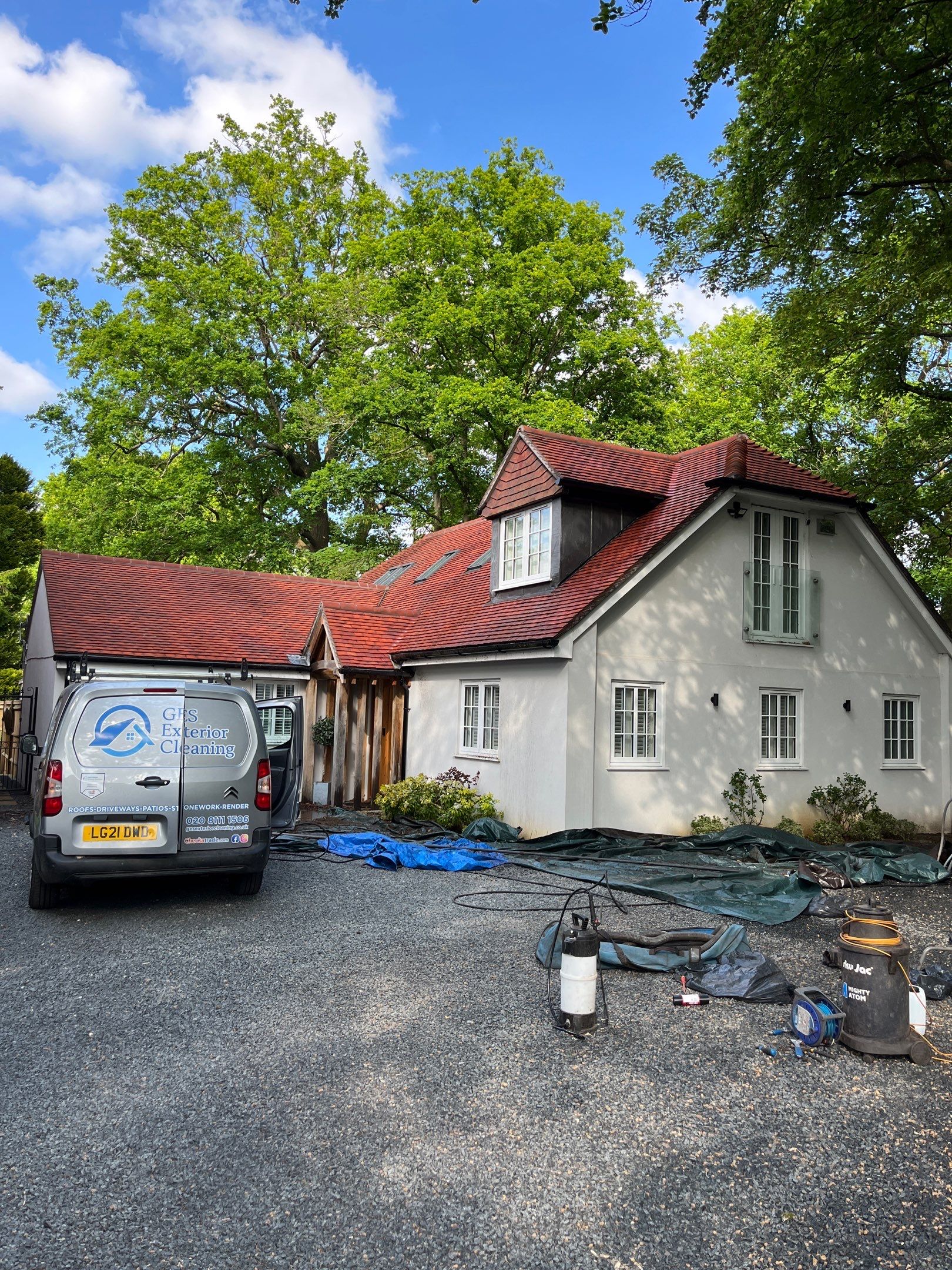 Roof Clean - Biocide Treatment using Honda 15lpm Low Pressure Washing Machine by Ges Exterior Cleaning ltd