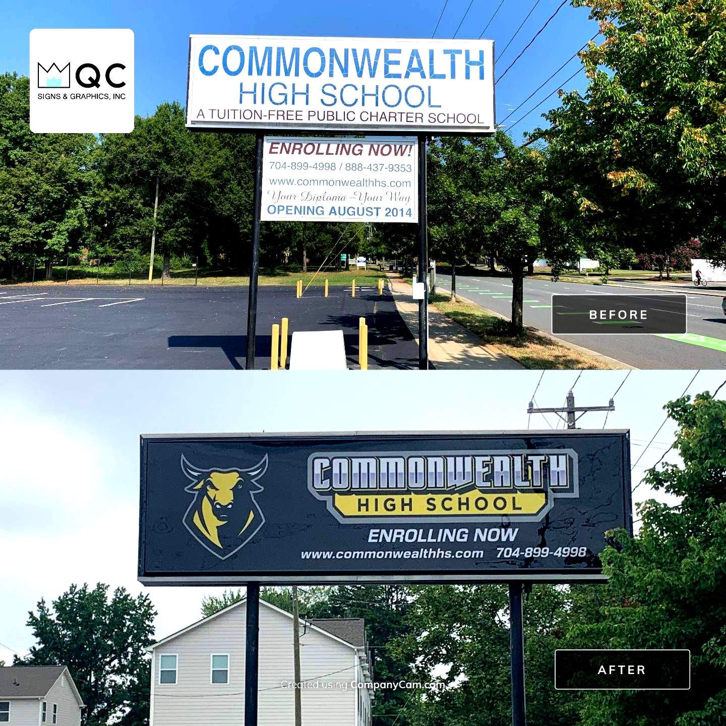 Commonwealth High School - Exterior Sign Installation by QC Signs and Graphics