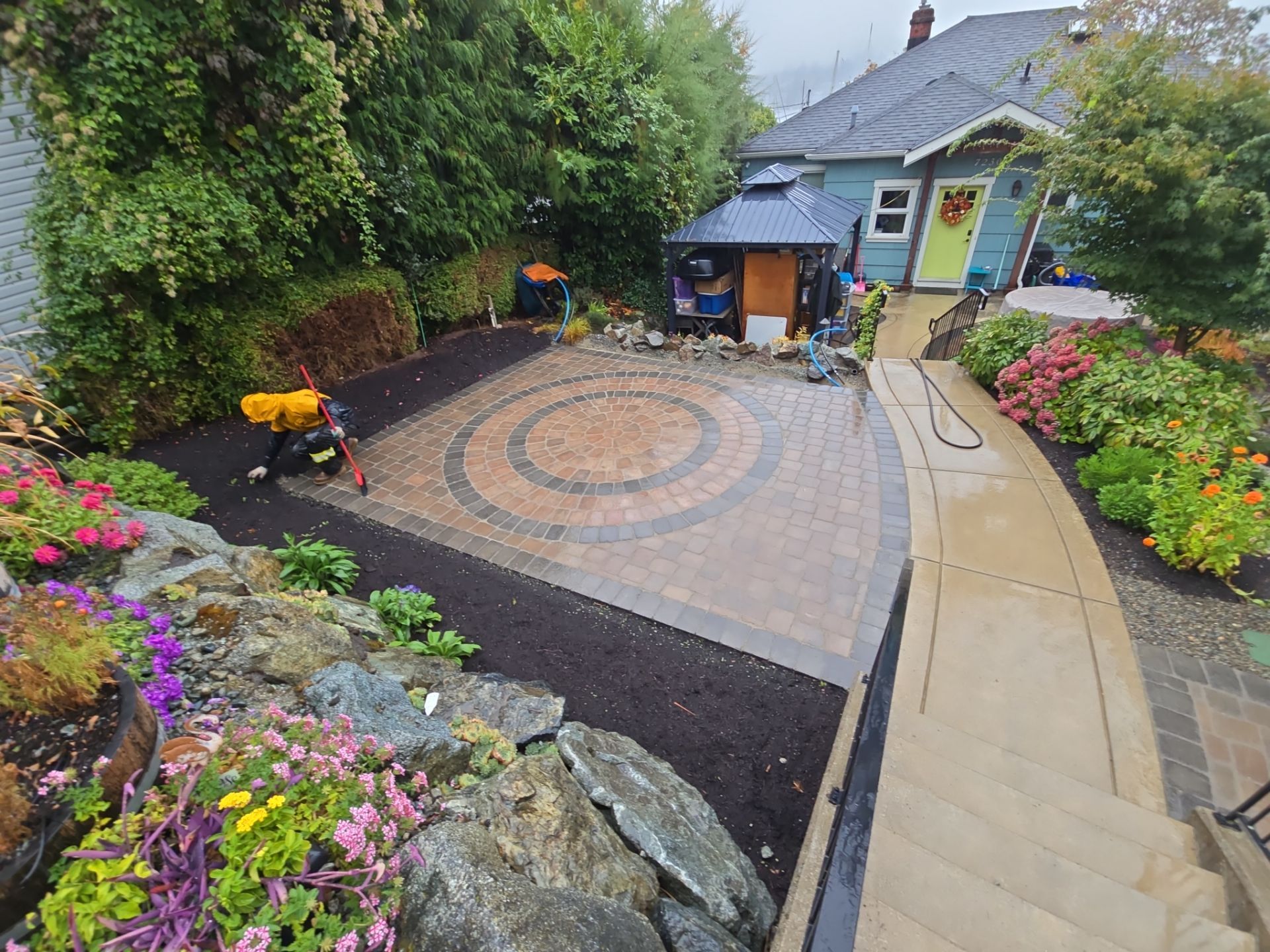 Backyard Transformation — Custom Shed, Paver Patio & Retaining Wall by Habanero Garden and Exterior Care