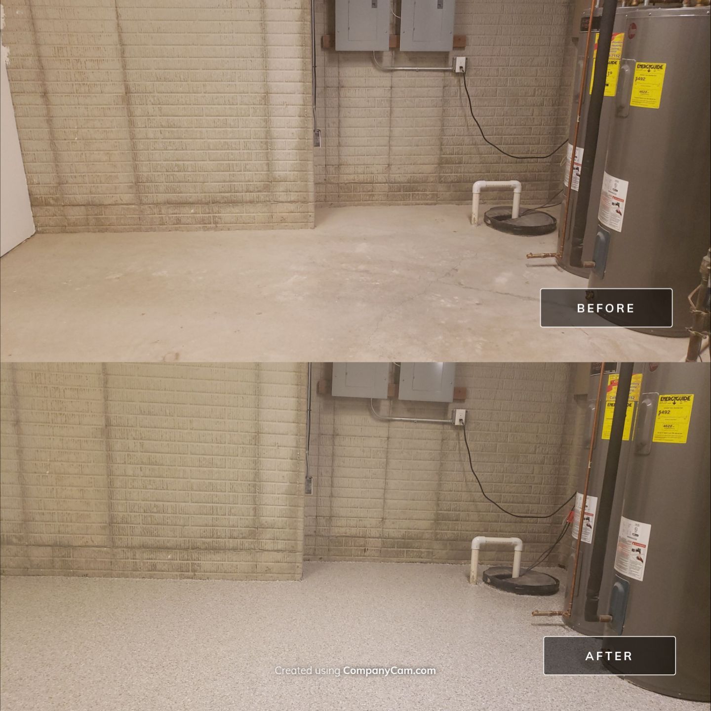 Bright Basement Transformation by Revival Concrete Coatings, LLC