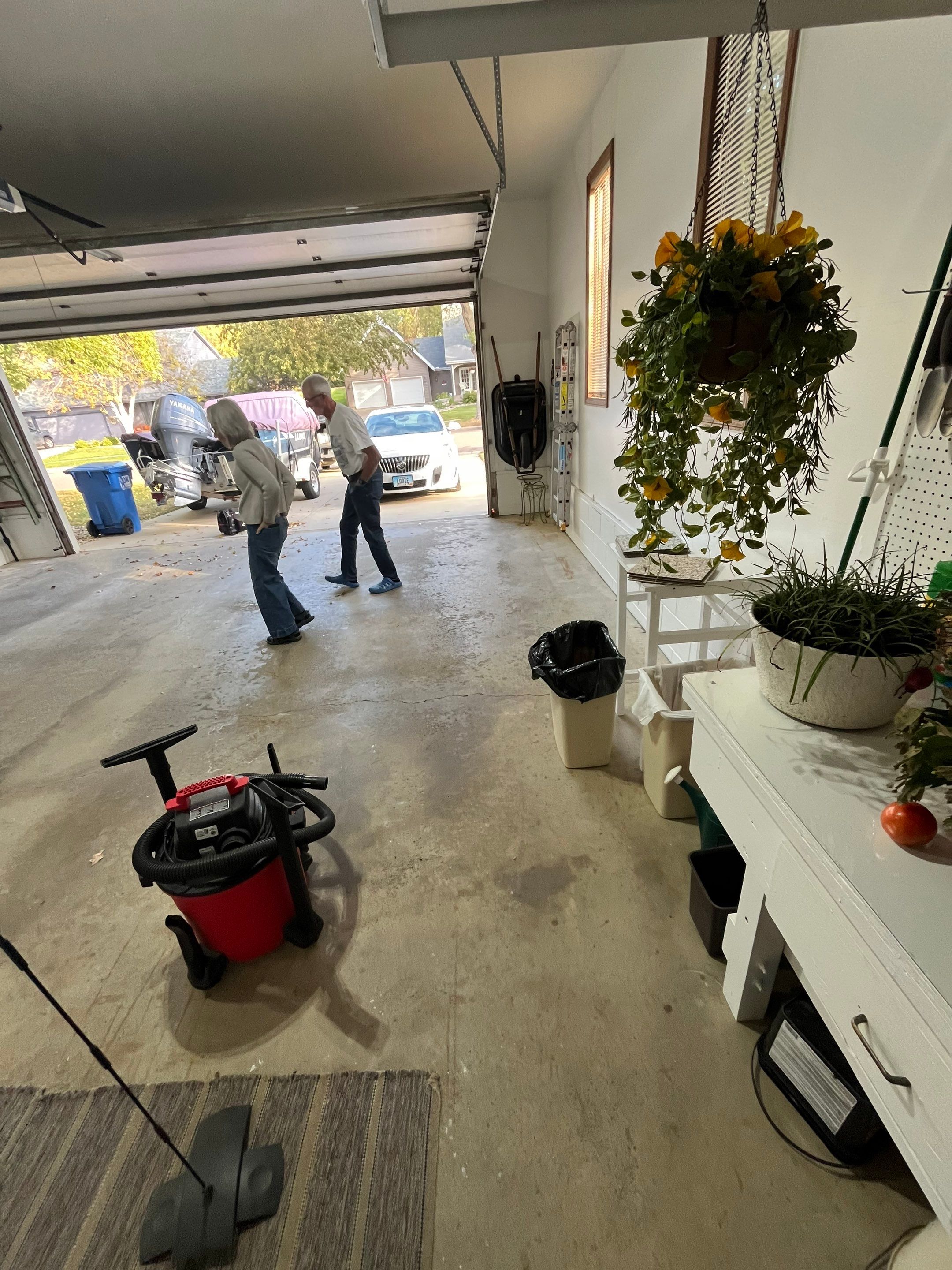 Multi-Colored Flake Epoxy Garage Floor Coating and Crack Repair by Select Painting, Coatings & Garage Cabinets