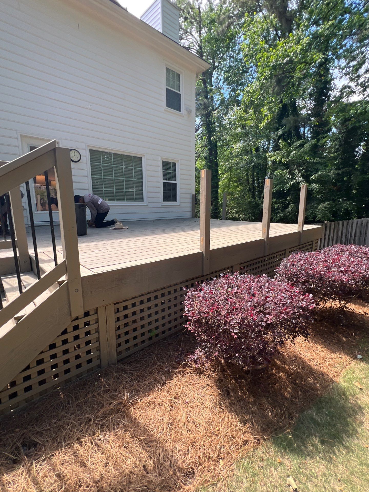 Deck Resurface using Deckorators Venture Series and Timbertech Composite Universal Rail by Nelson Exteriors 