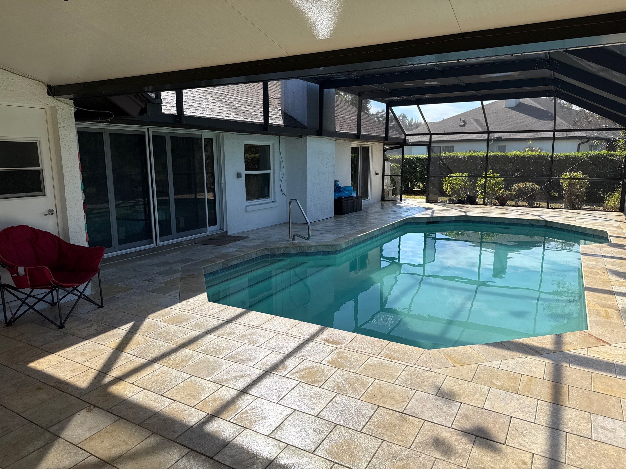 Paver Pool Deck & Screen Enclosure Cleaning | River Wilderness, Parrish FL by Sunshine AquaWash