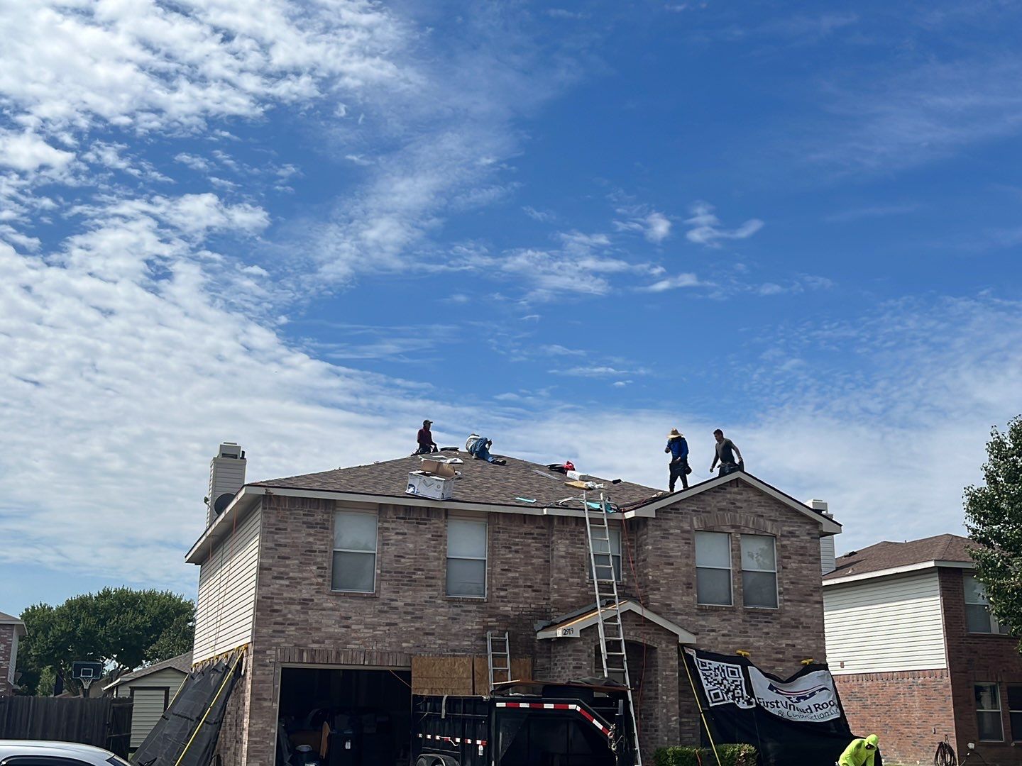 Full Roof Replacement, Chimney Rebuild and Interior Damage Replacement by First United Roofing & Construction