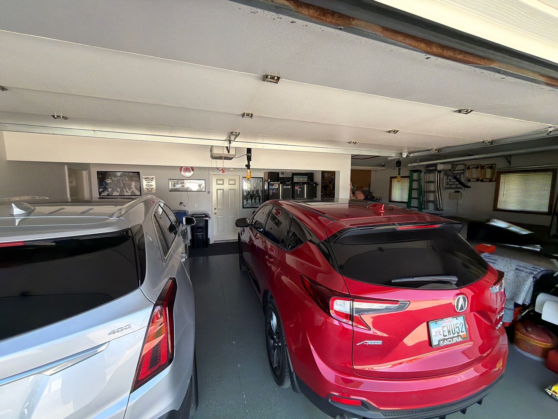 Multi-Car Garage Concrete Coating with Coyote Flake Finish in Sioux Falls by Select Painting, Coatings & Garage Cabinets