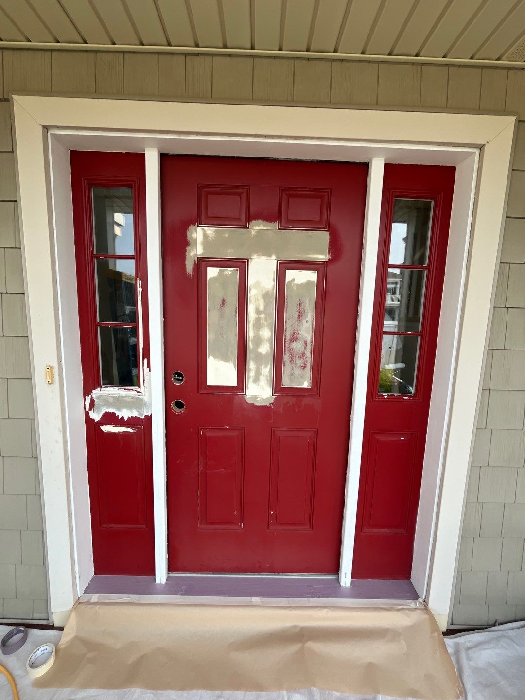 Front Door and Sidelight Refinishing and Painting in Avalon New Jersey by FreshCoat Works LLC
