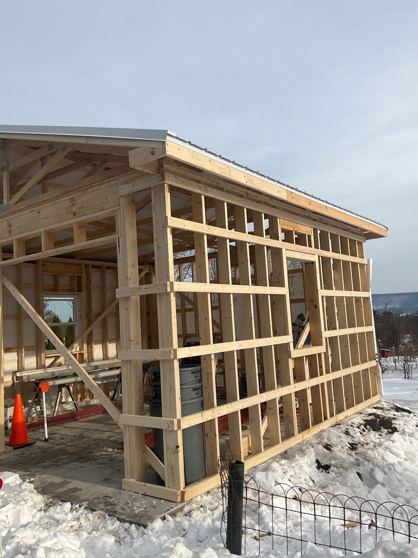 New Red Metal Garage Construction and Residential Window Replacement in Ashland by Esh Builders