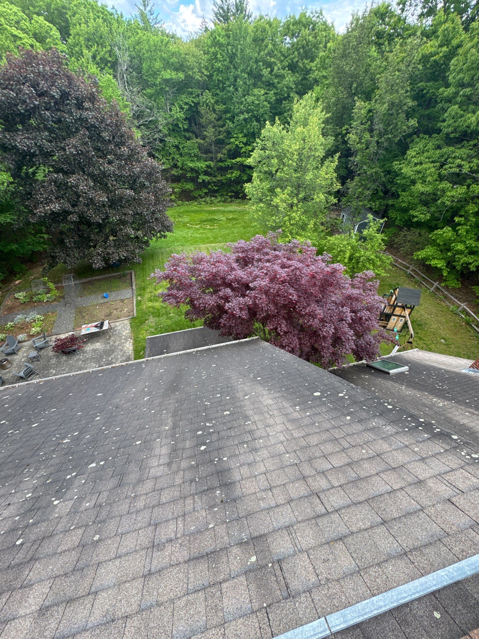 Newfields, NH Roof Replacement Near Inland Acres Town Forest with Owens Corning Slatestone Shingles and Velux Skylights by Compass exteriors
