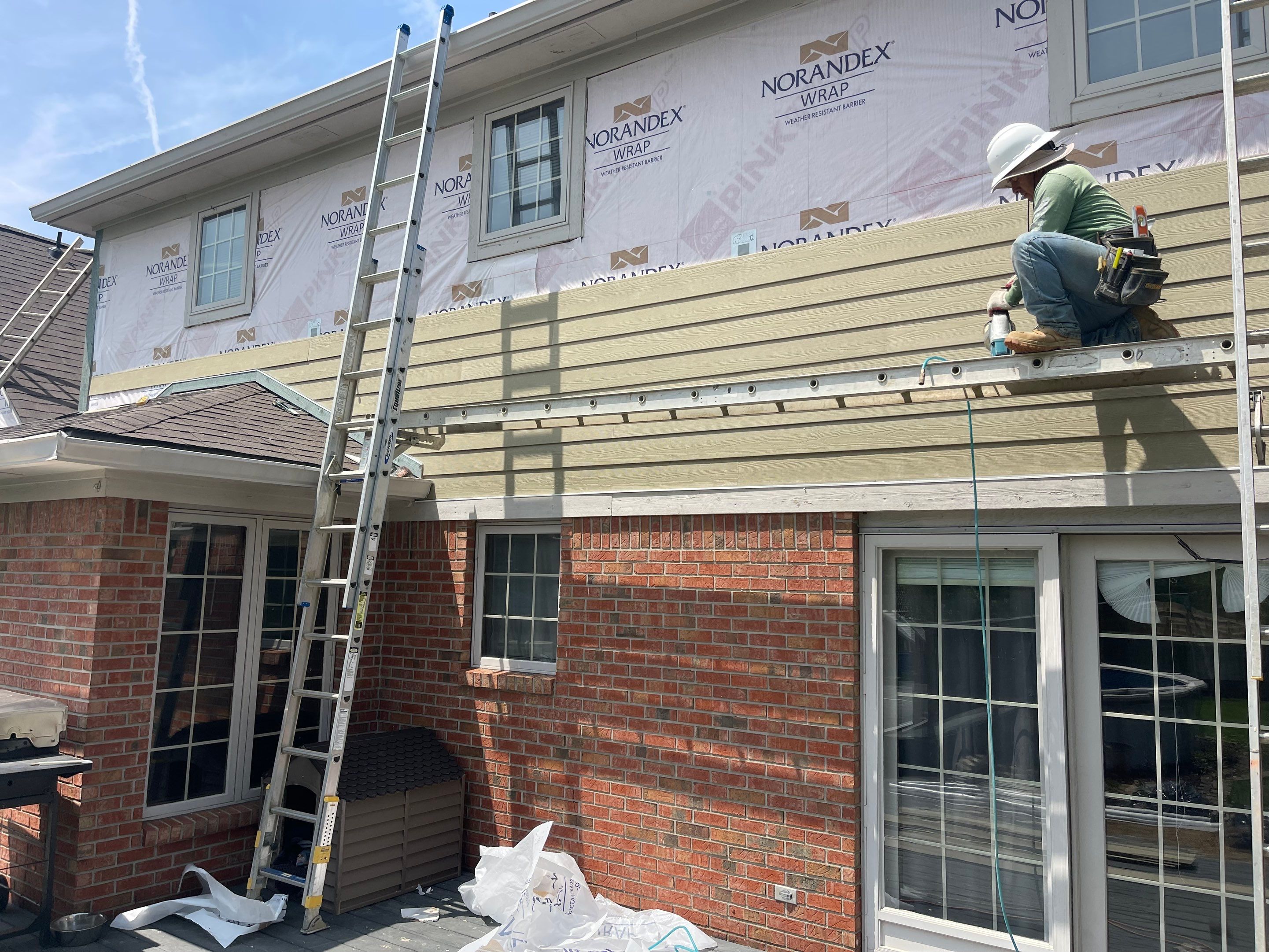 Tornado damage in Whiteland. Roof replacement, James Hardie siding, exterior paint, gutters, windows, doors by 317 Roofing & Restorations