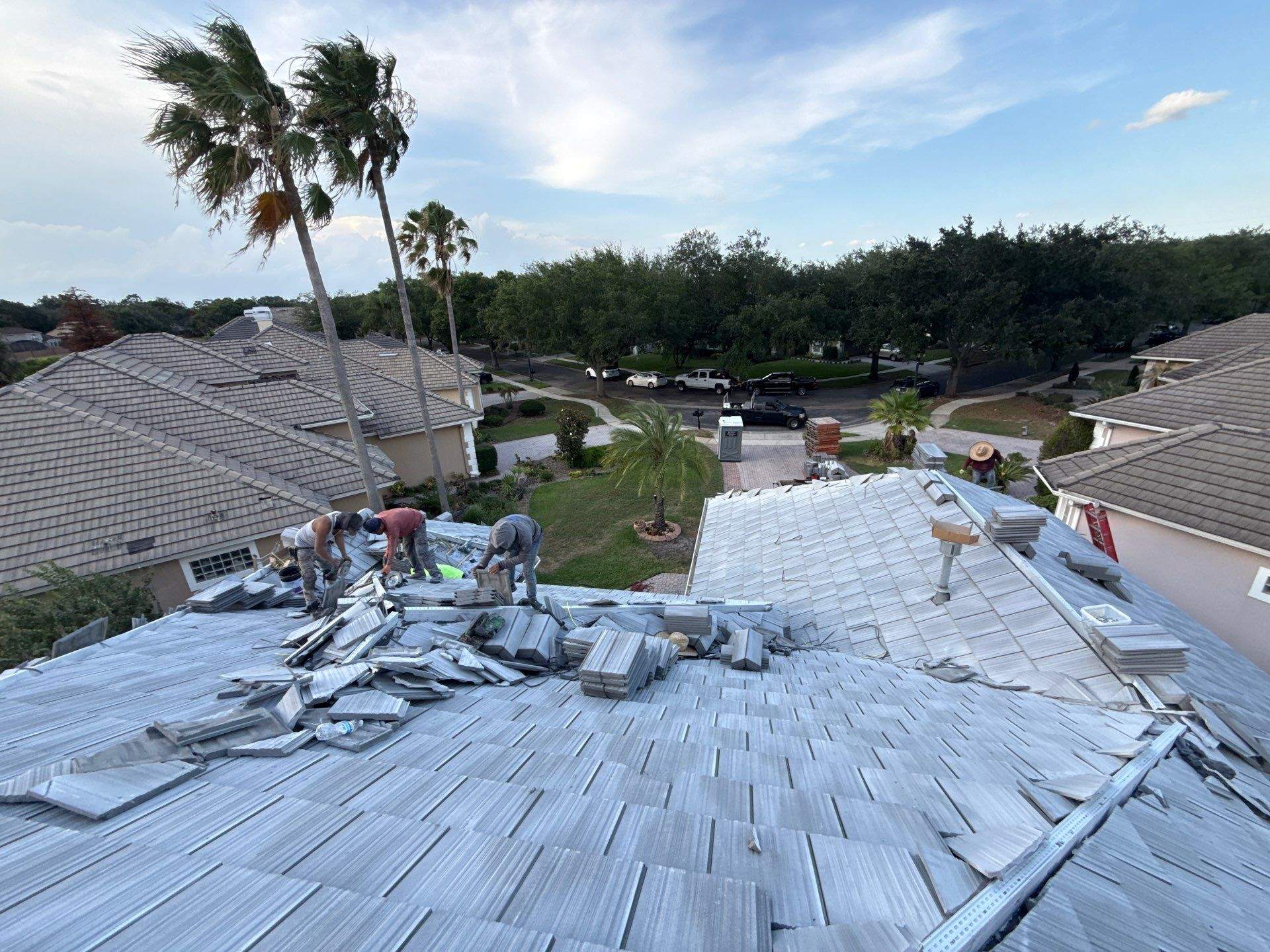 Winter Park Concrete Tile Roof Replacement and Chimney Flashing Installation by Fortified Roofing Solutions Corp.