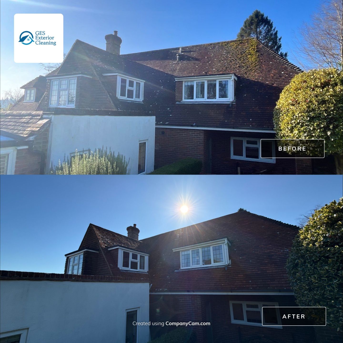 Roof Clean  - Moss Removal - Gutter Clean using Honda 15lpm Low Pressure Washing Machine by Ges Exterior Cleaning ltd