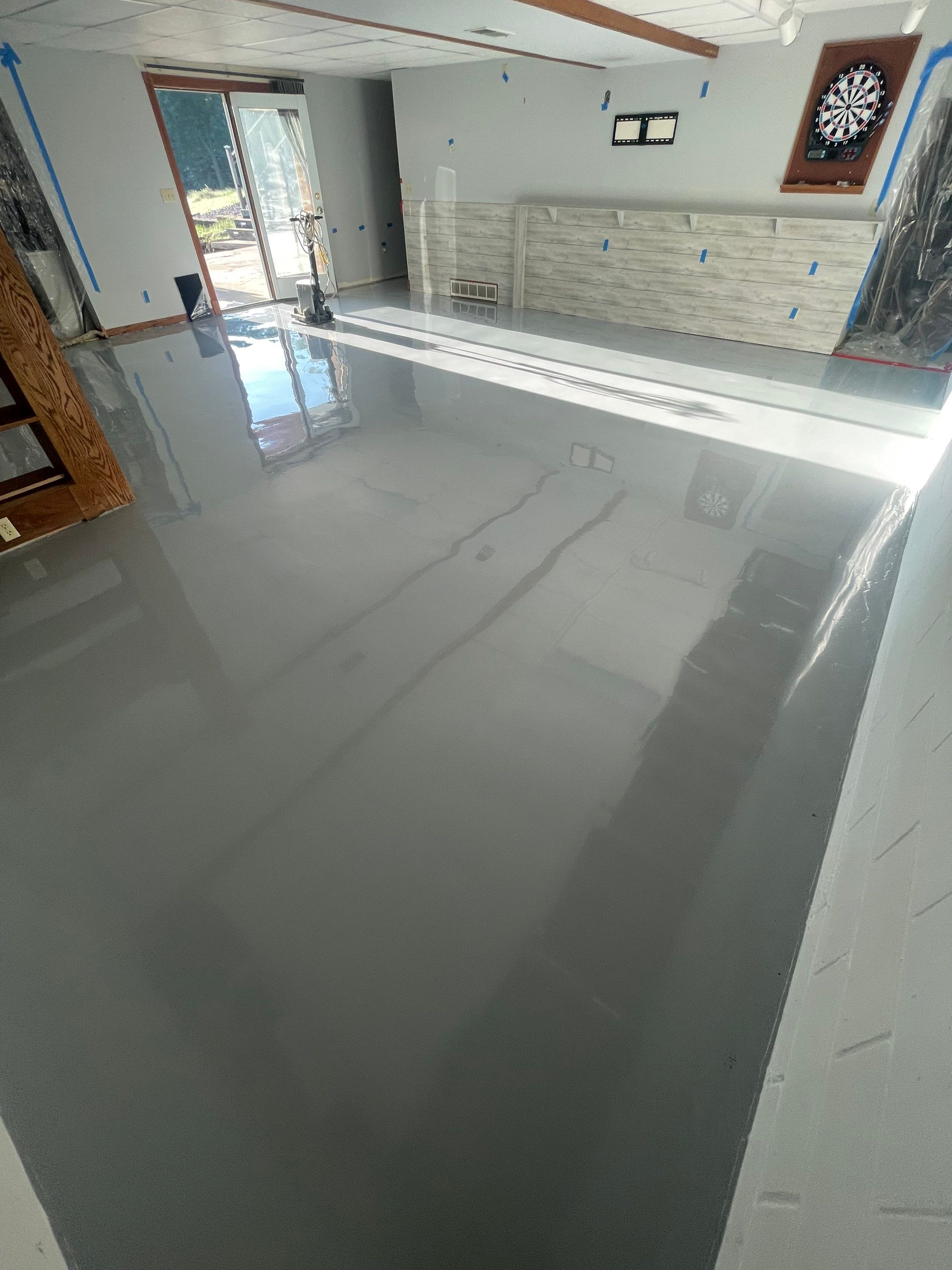 Solid Color Concrete Floor Coating for Renner Basement by Select Painting, Coatings & Garage Cabinets