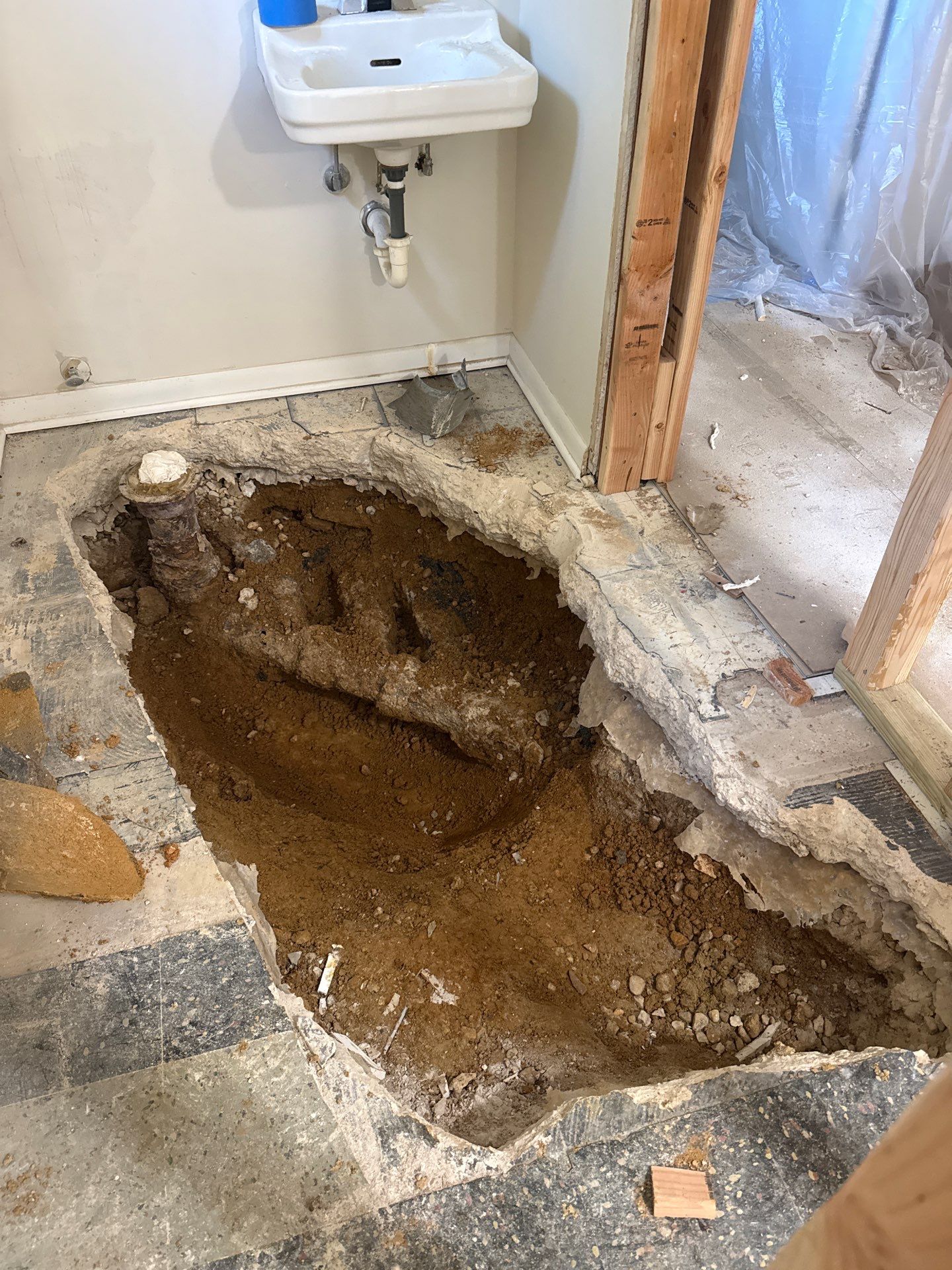 Half bathroom conversion to full bathroom  by Jesus Master Handyman LLC 