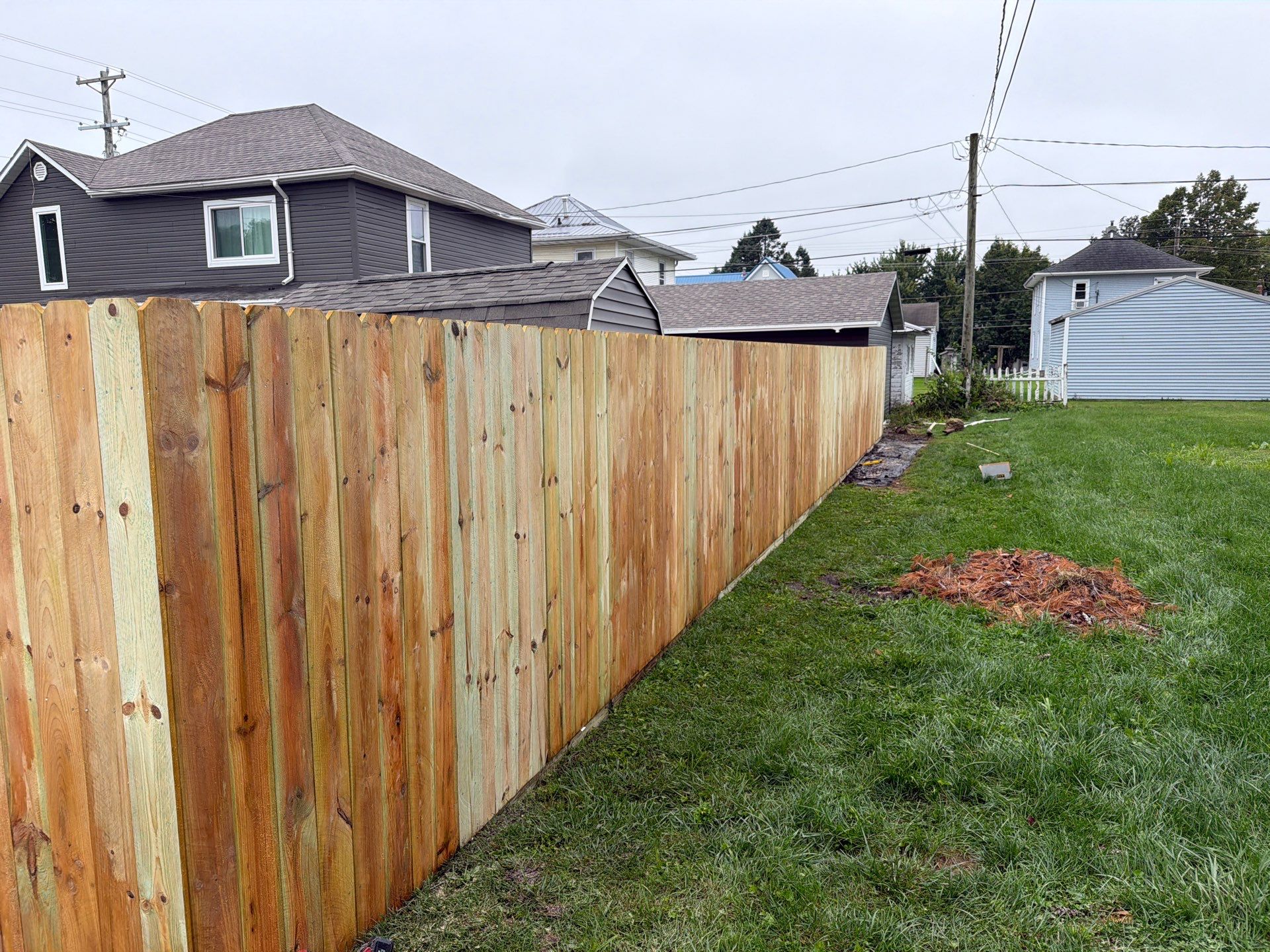 Custom Wood Privacy Fence and Black Chain Link Gate in Independence by Perfect Picket Fence and Stain